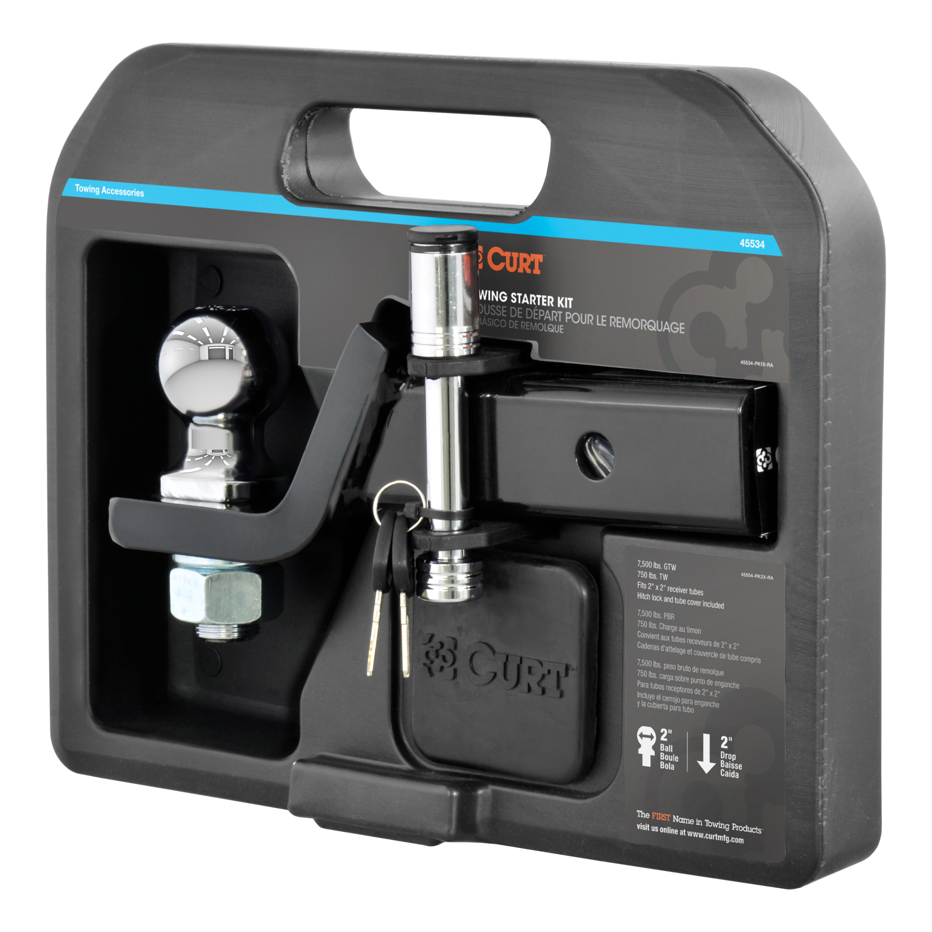 CURT Towing Starter Kit with 2" Ball (2" Shank, 7,500 lbss, 2" Drop) Trailer Hitch Ball Mount Kit thumbnail 8