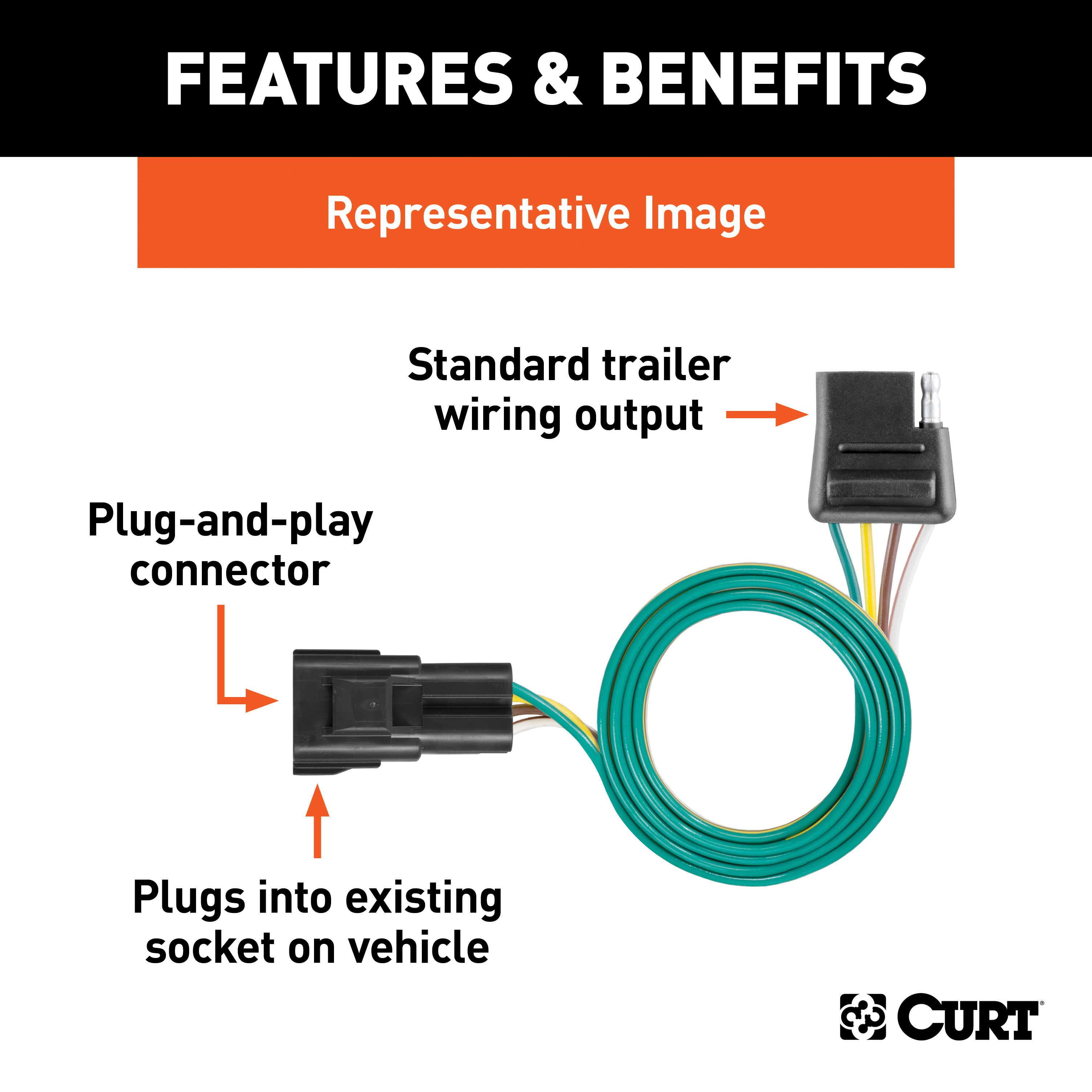 CURT 99-16 Ford F-250 Super Duty Class 5, 2" Trailer Hitch w/ 4-flat Wiring Kit thumbnail 1