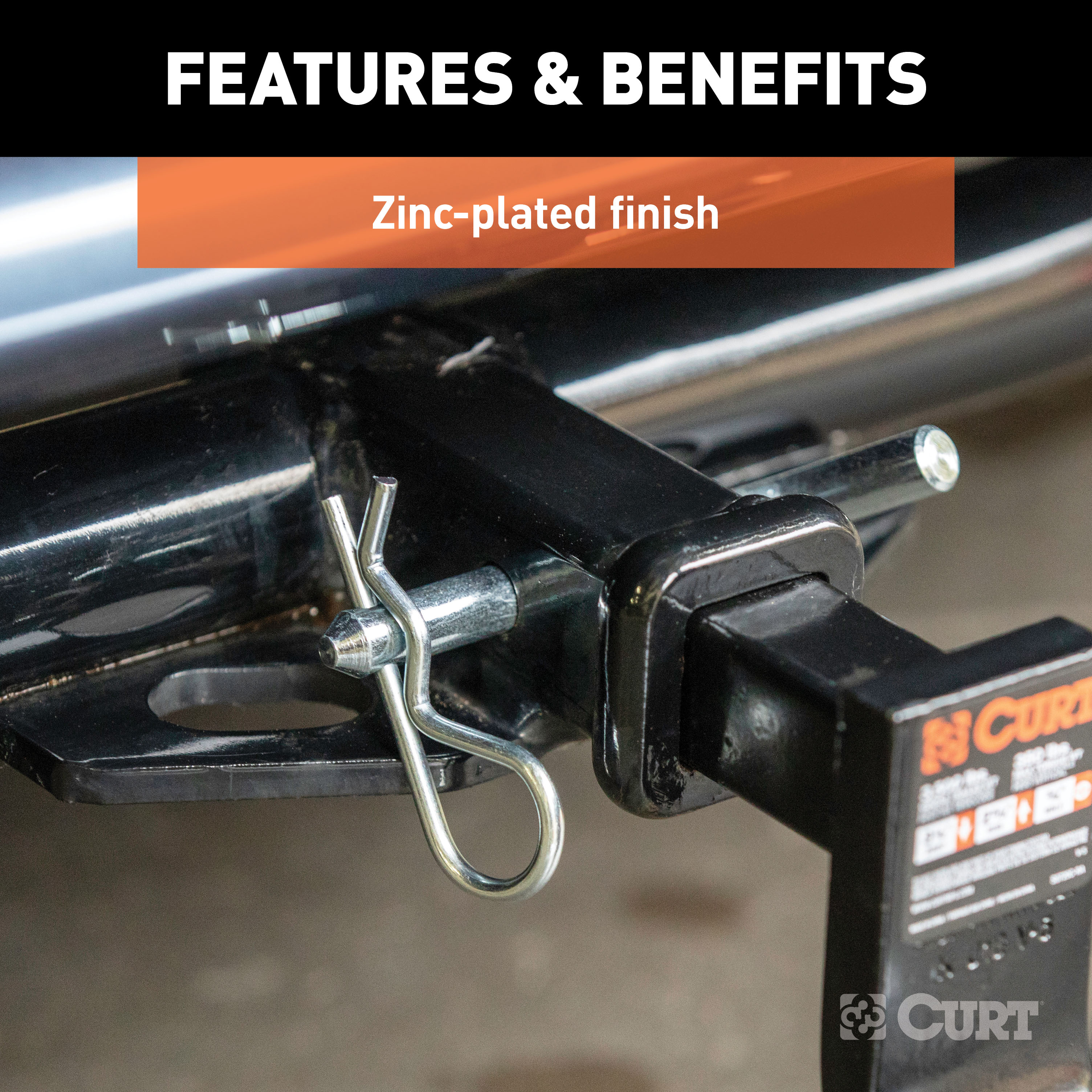 CURT 1/2" Hitch Pin with 5/8" Adapter (1-1/4" or 2" Receiver, Zinc, Packaged) Trailer Hitch Pin thumbnail 4