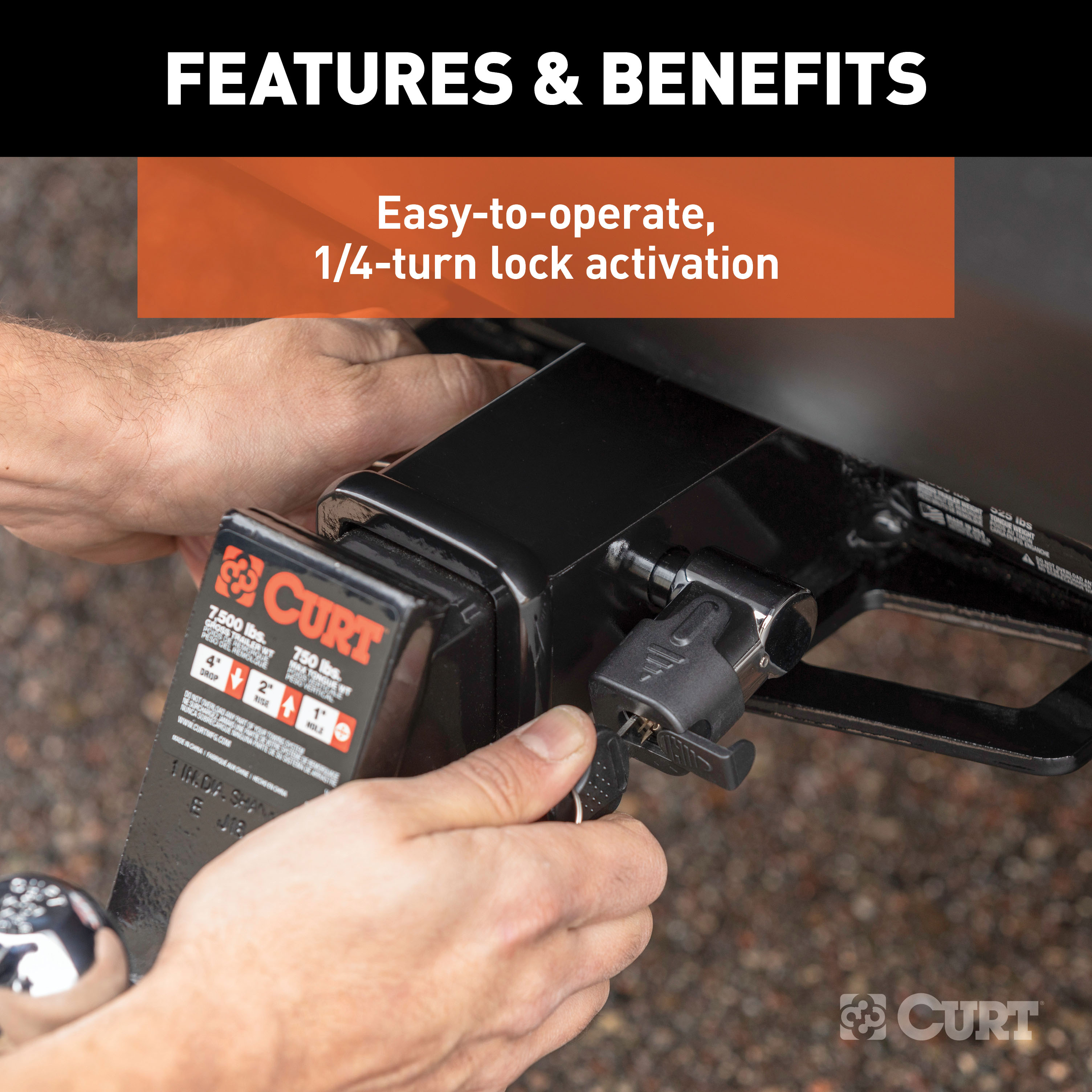 CURT 5/8" Hitch Lock (2" Receiver, Right-Angle, Chrome) Trailer Hitch Lock thumbnail 3