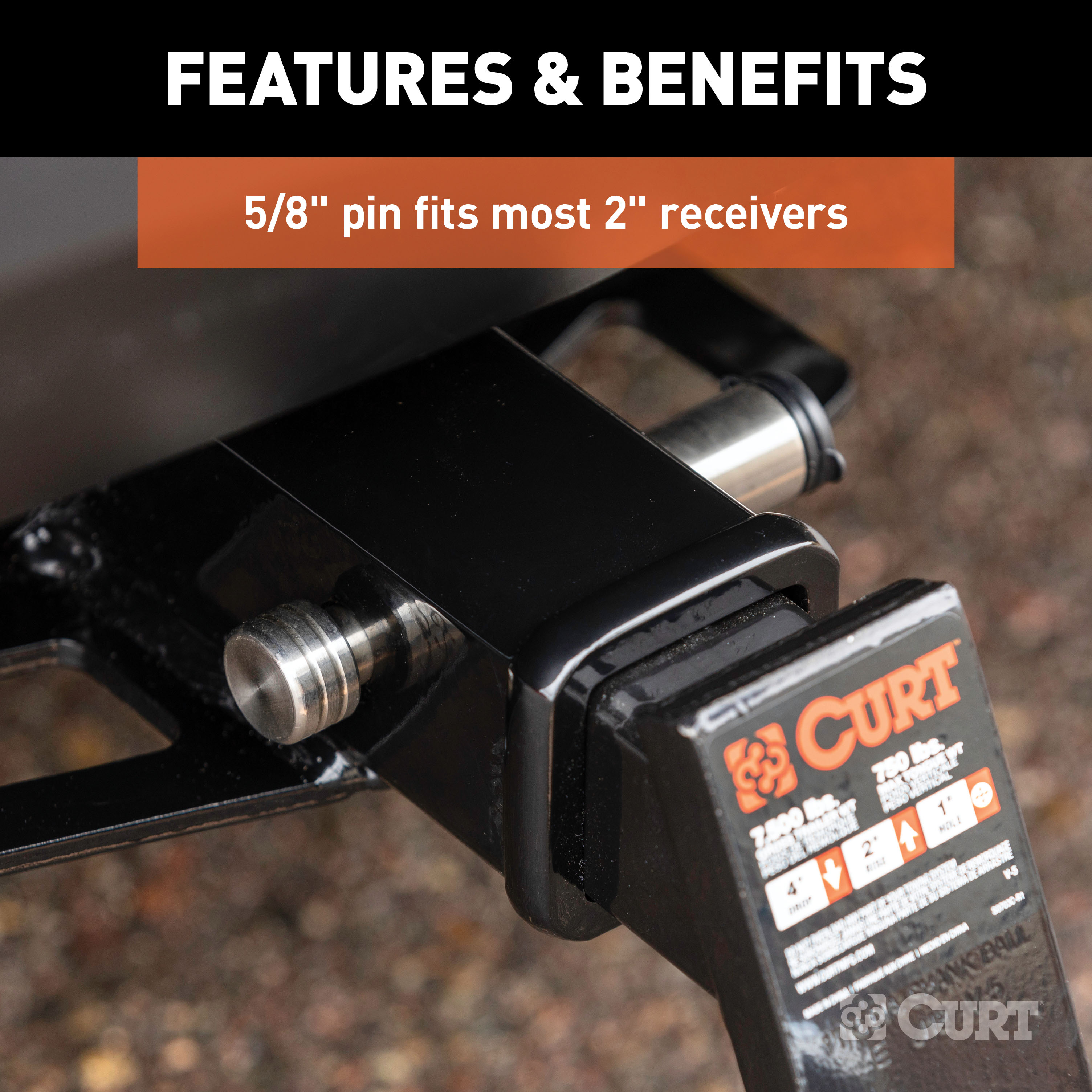 CURT 5/8" Hitch Lock (2" Receiver, Barbell, Stainless) Trailer Hitch Lock thumbnail 2