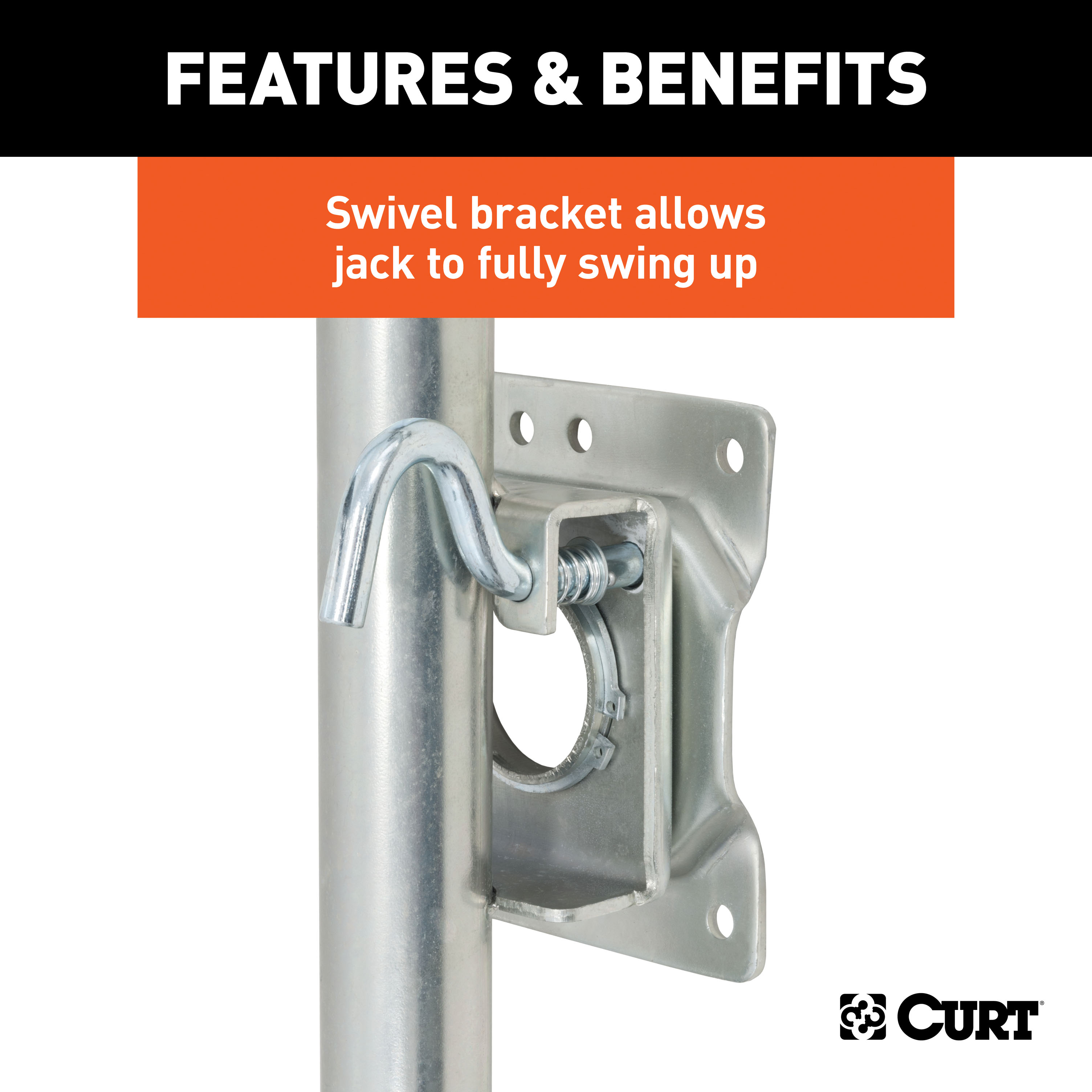 CURT Marine Jack with Dual 6" Wheels (1,500 lbs, 10" Travel, Packaged) Trailer Jack thumbnail 2