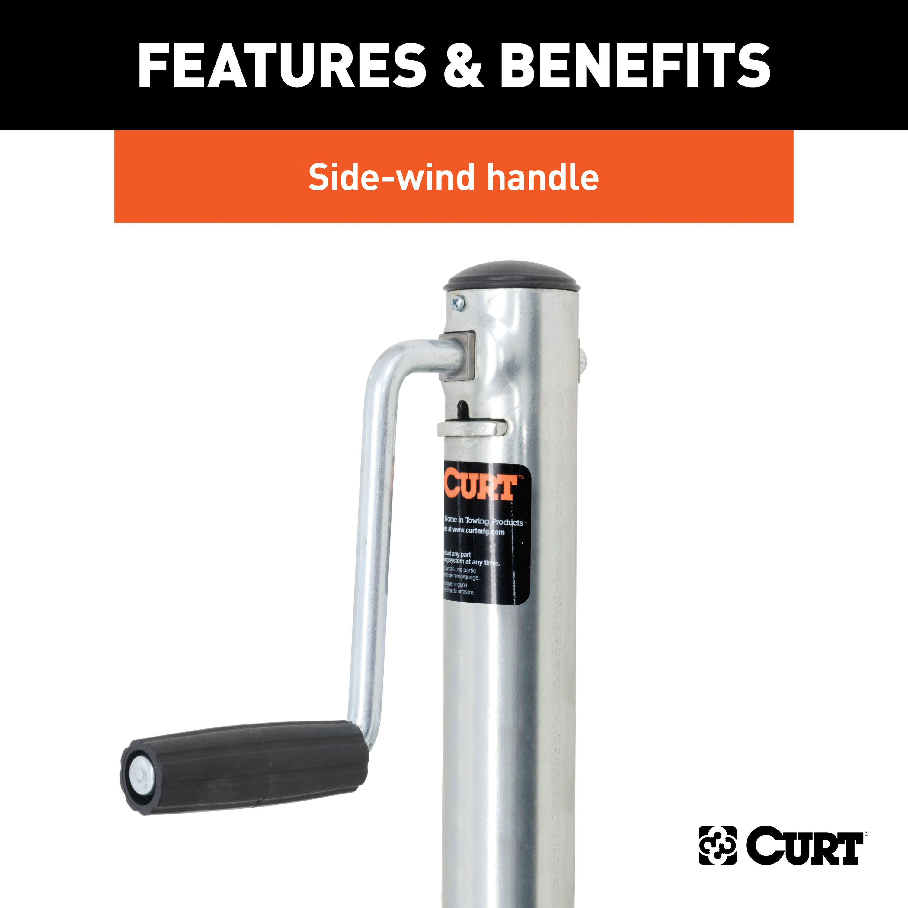 CURT Marine Jack with Dual 6" Wheels (1,500 lbs, 10" Travel, Packaged) Trailer Jack thumbnail 4
