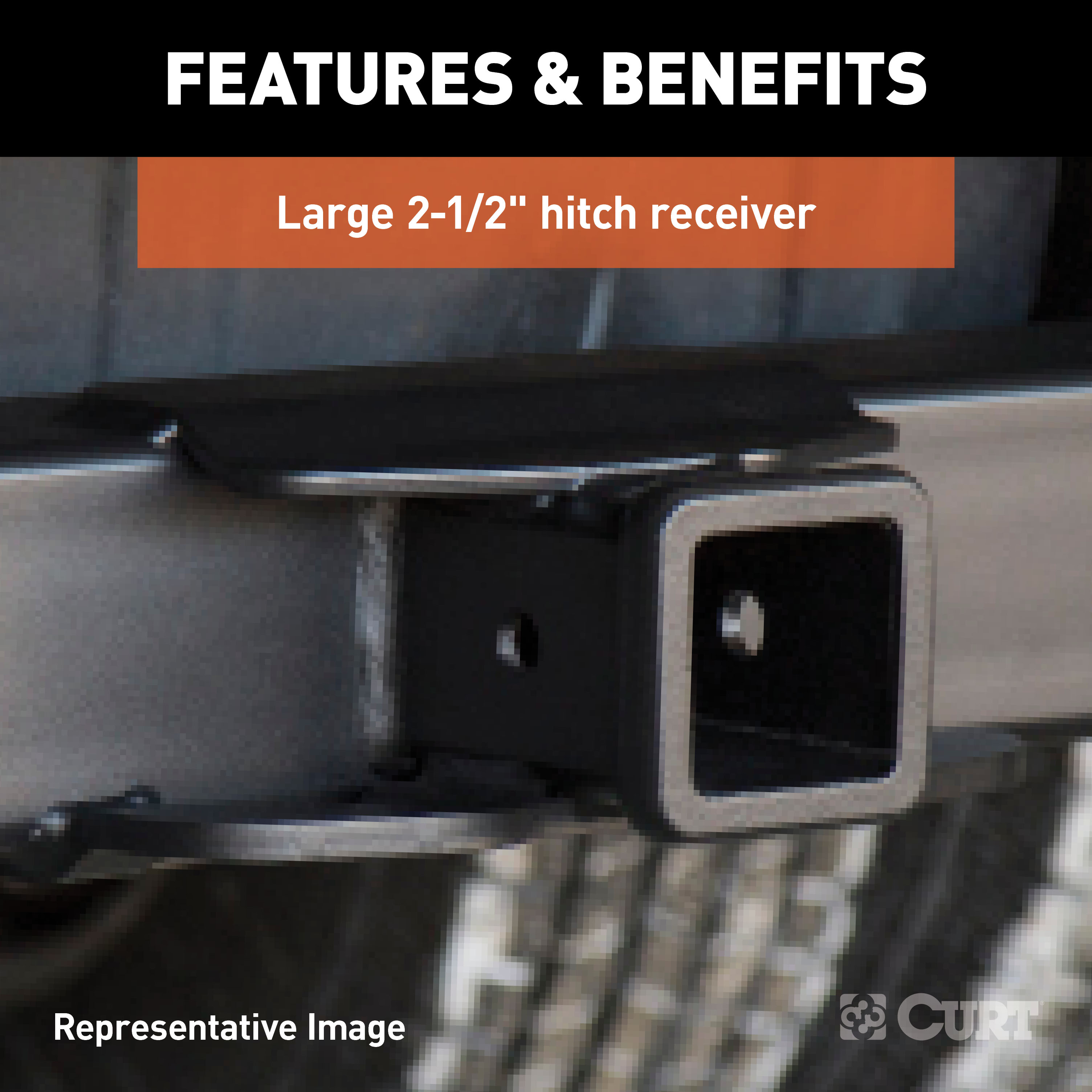 CURT Universal Weld-On Trailer Hitch, 2-1/2" Receiver (Up to 44" Frames, 9" Drop) Trailer Hitch thumbnail 3