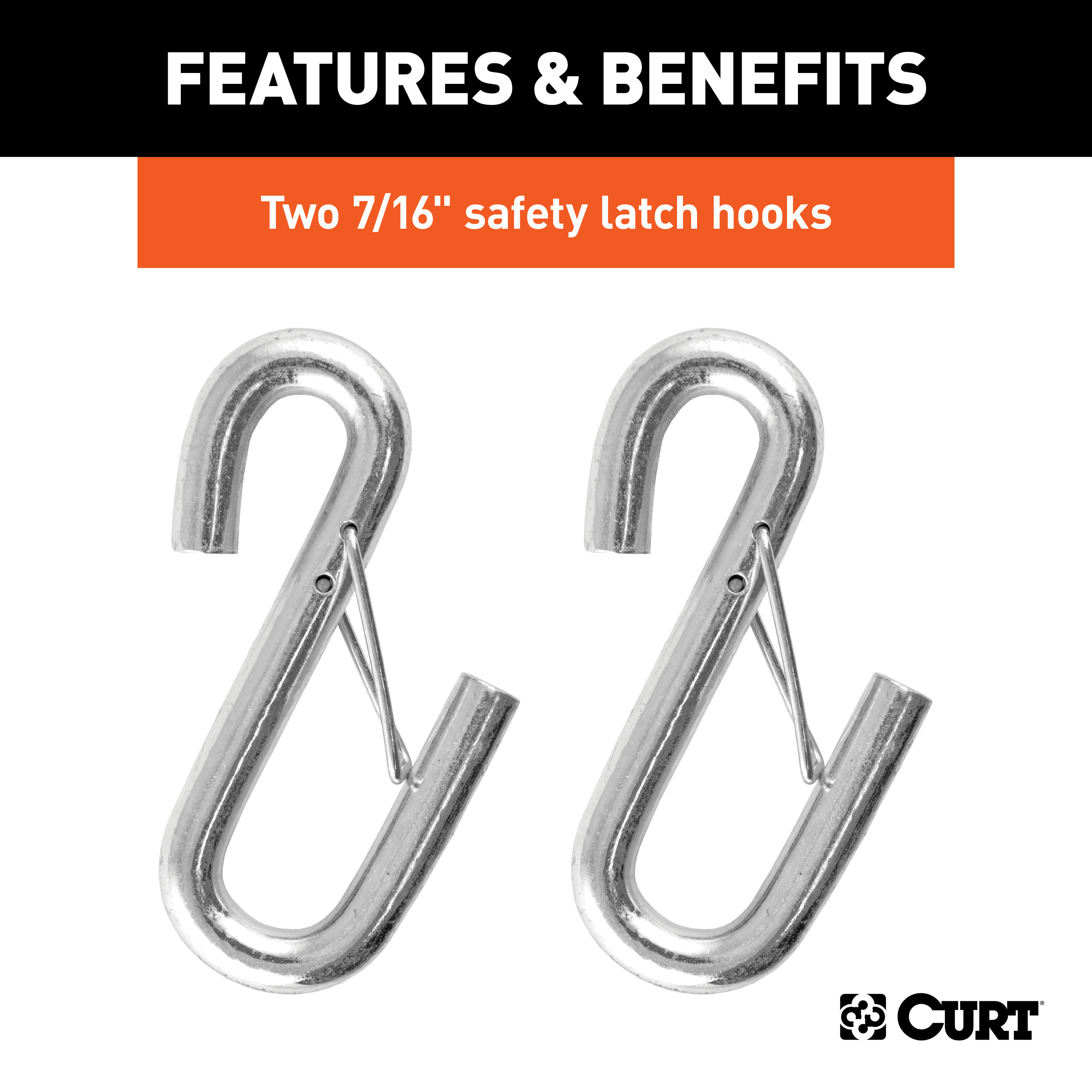 CURT 44-1/2" Safety Cables with 2 Snap Hooks (5,000 lbs, Vinyl-Coated, 2-Pack) Trailer Hitch thumbnail 3