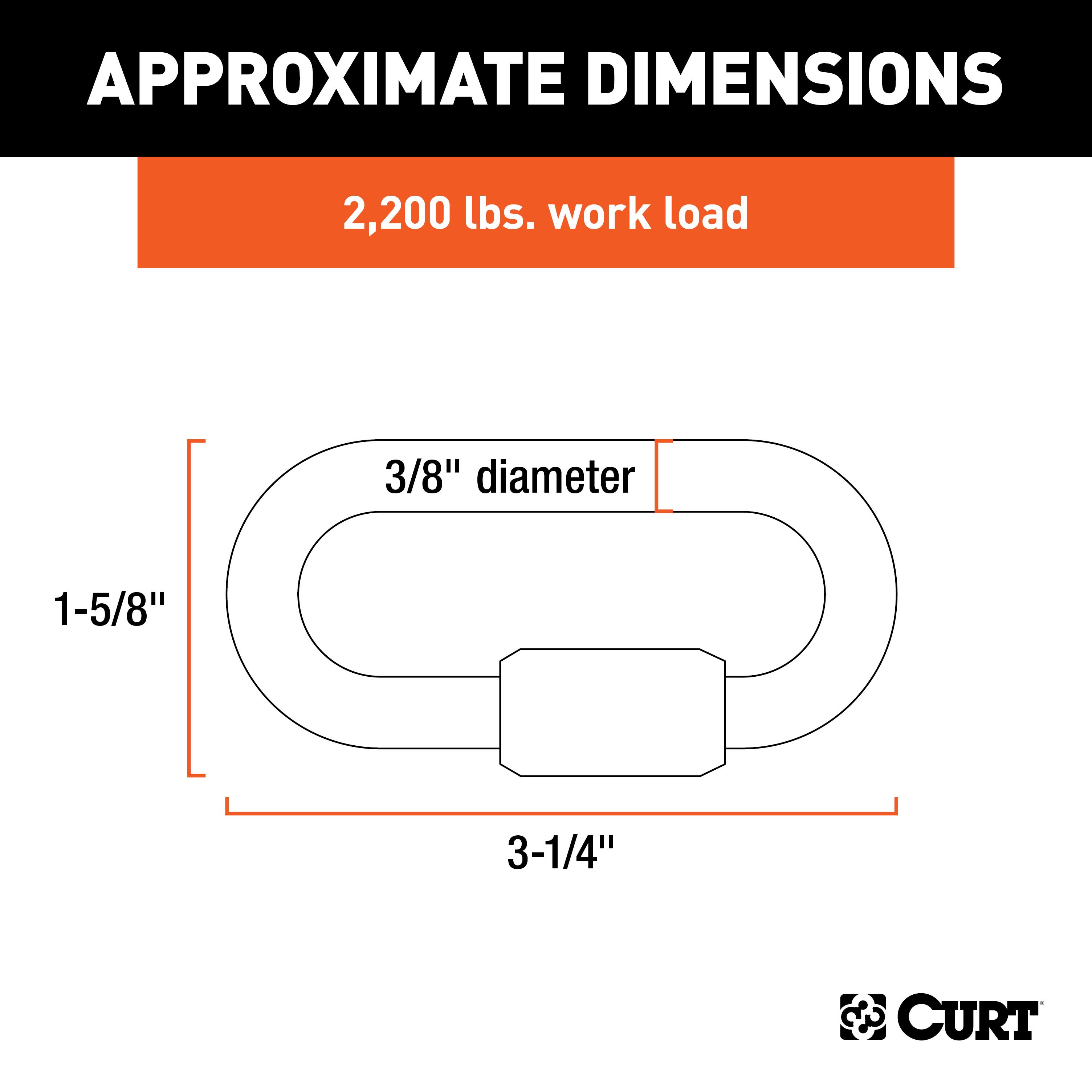 CURT 82930 Threaded Quick Link Trailer Safety Chain Hook Carabiner Clip, 3/8-Inch Diameter, 11,000 lbs Break Strength thumbnail 3