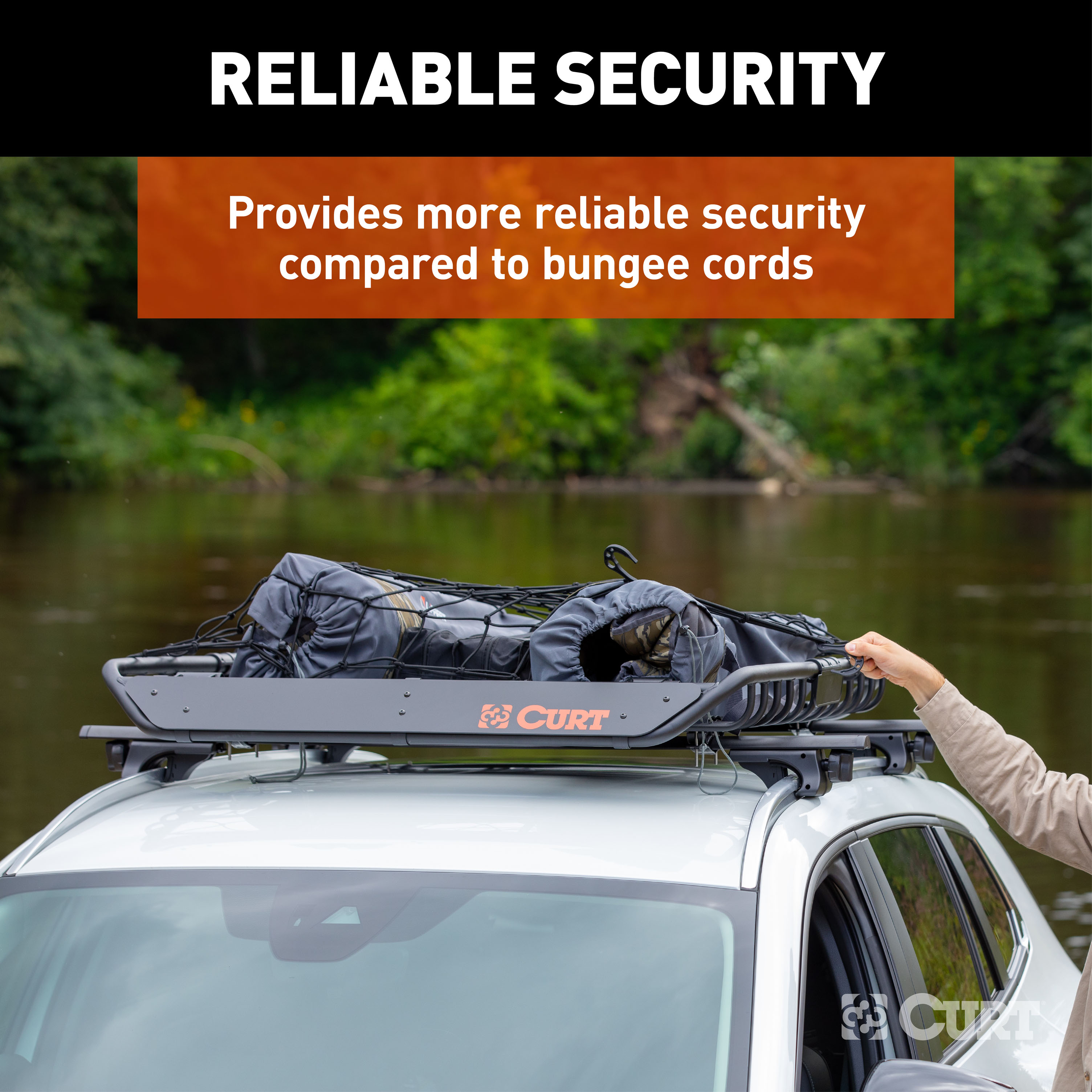 CURT 44" x 36" Elastic Cargo Net for Roof Basket 18218 thumbnail 2