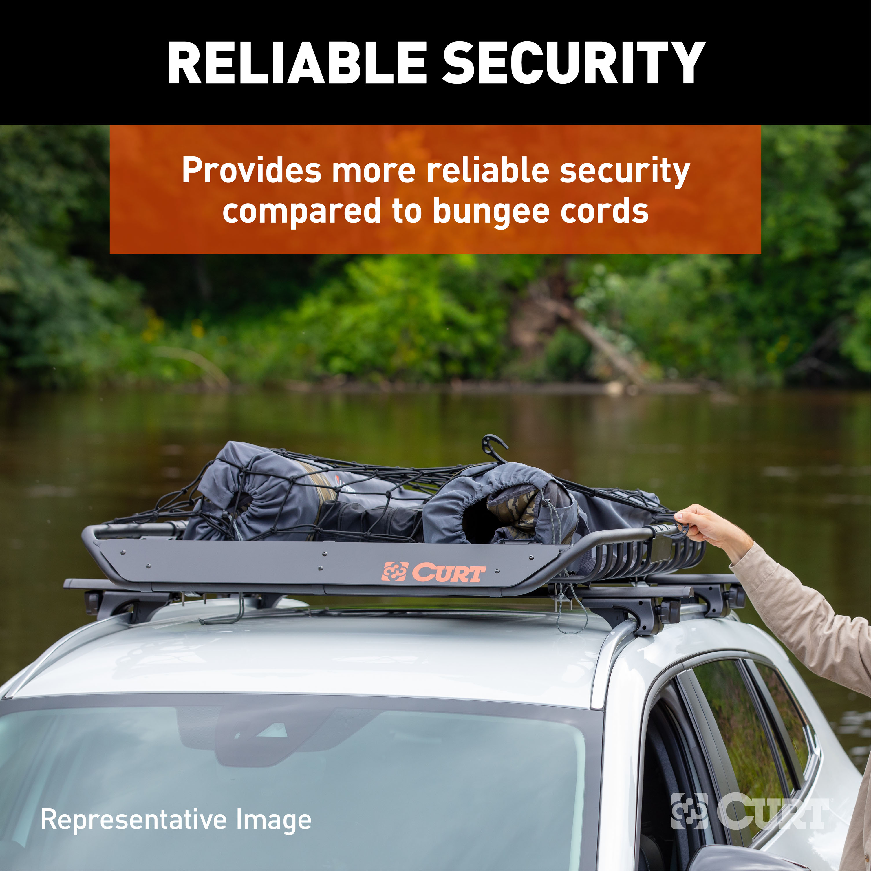 CURT 64" x 36" Elastic Cargo Net for Roof Basket 18219 thumbnail 2