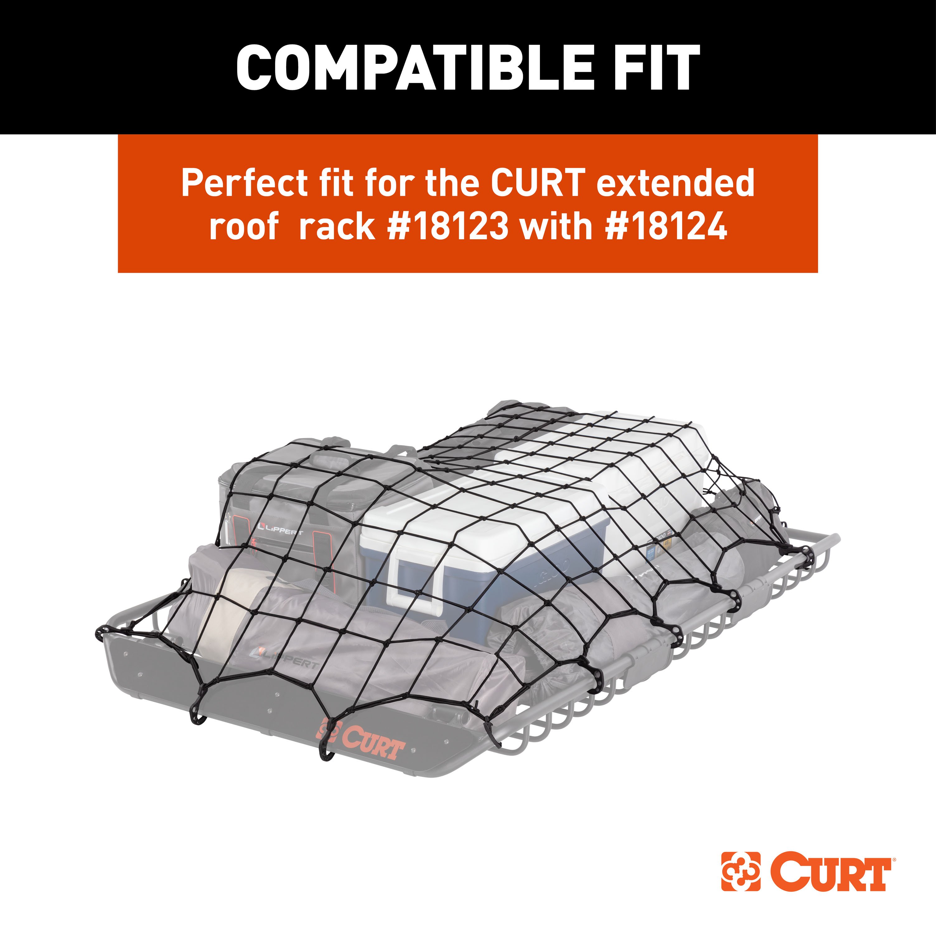 CURT 64" x 36" Elastic Cargo Net for Roof Basket 18219 thumbnail 5