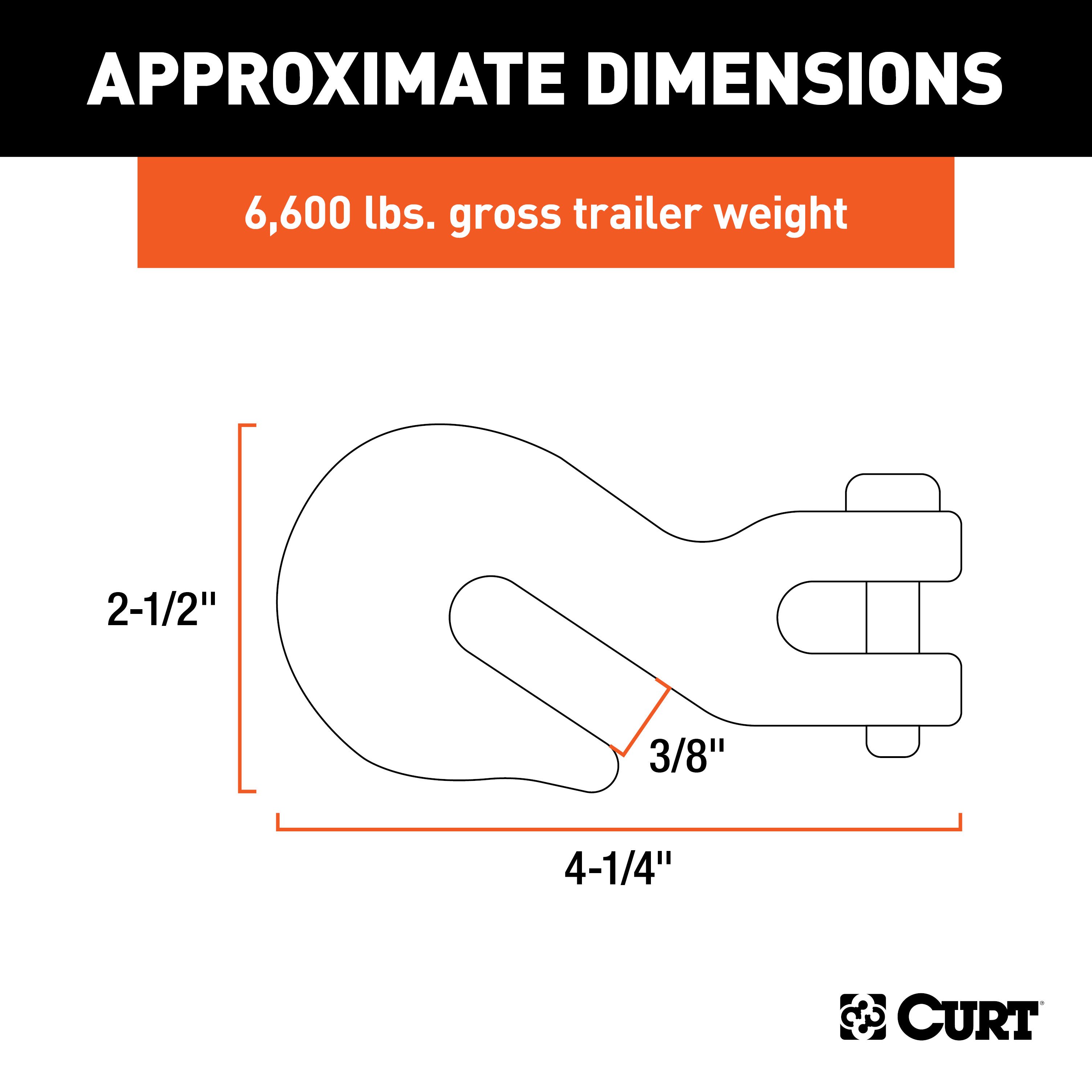 CURT 81438 3/8-Inch Forged Steel Clevis Grab Hook, 6,600 lbs. Work Load, 1/2-In Pin thumbnail 2