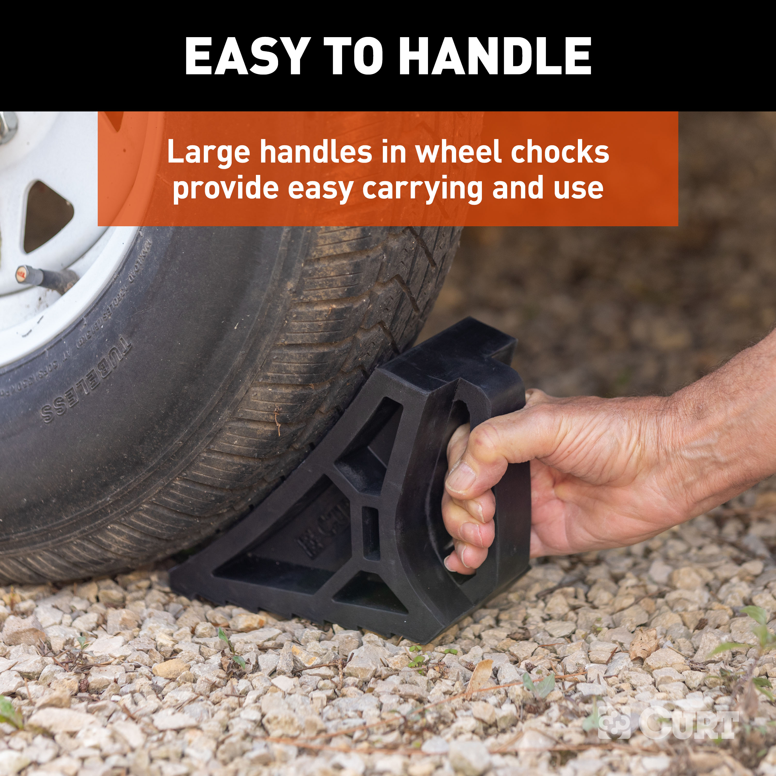 CURT 22803 HD Wheel Chock with Mounting Bracket thumbnail 3