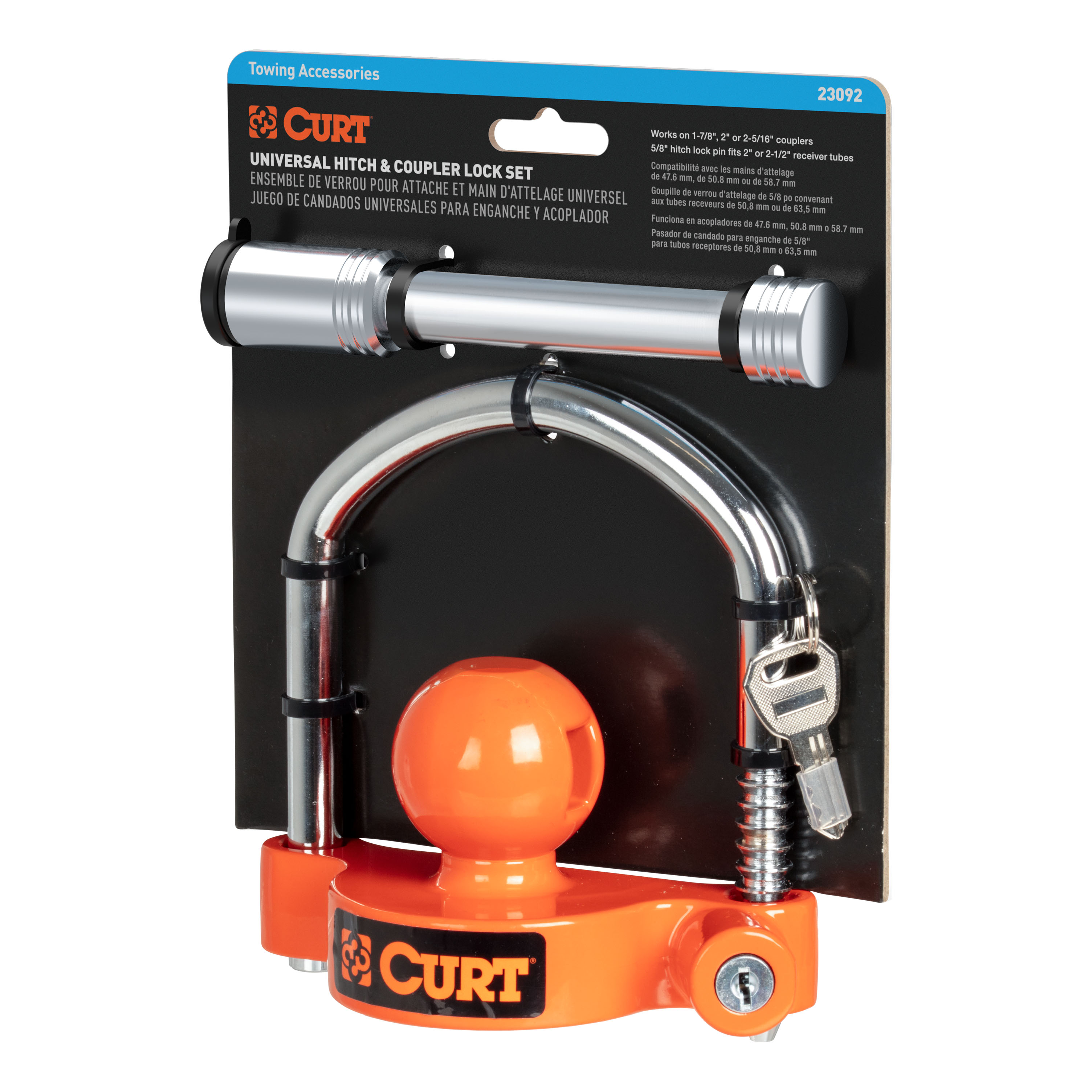 CURT Hitch & Coupler Lock Set, 2" or 2-1/2" Receivers, 1-7/8" to 2-5/16" Couplers 23092 thumbnail 7