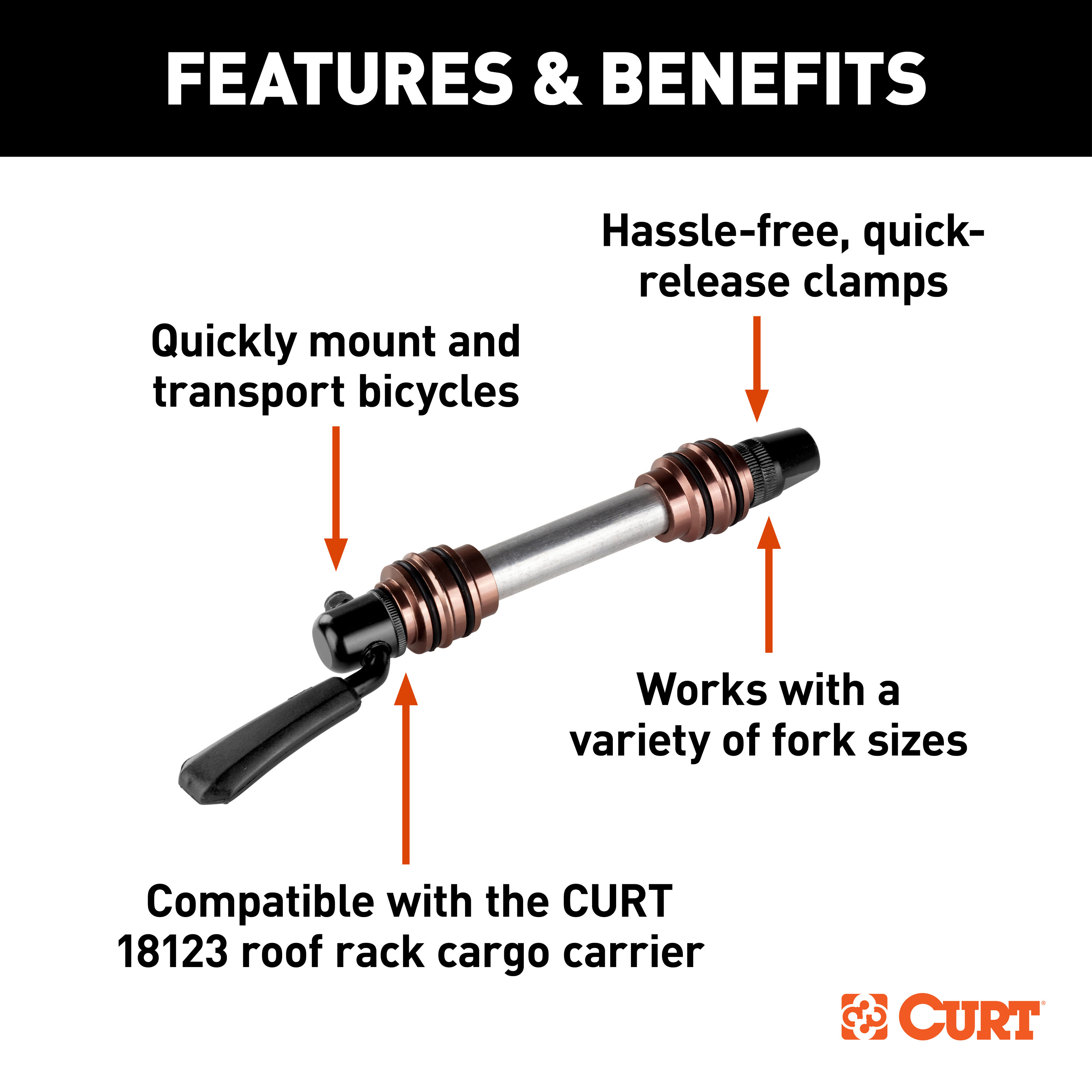 CURT Quick-release Bike Mount Accessory for CURT 18123 Roof RackÂ  18125 thumbnail 1