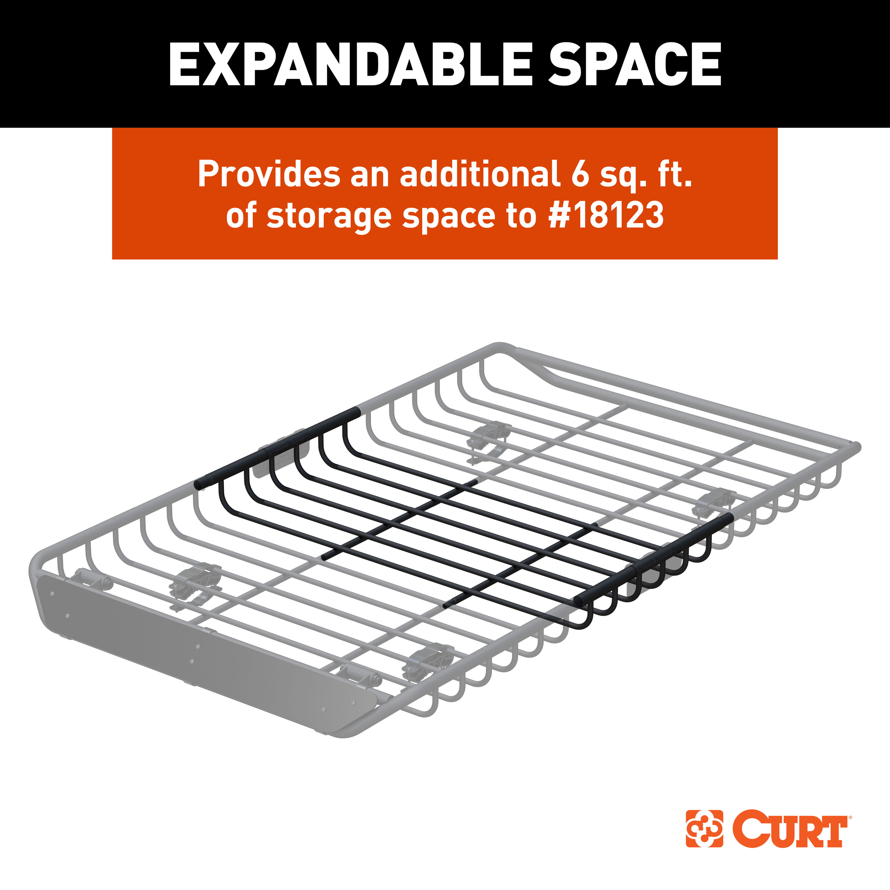 CURT 6 sq. ft. Black Steel Roof Rack Cargo Carrier Extension 18124 thumbnail 2