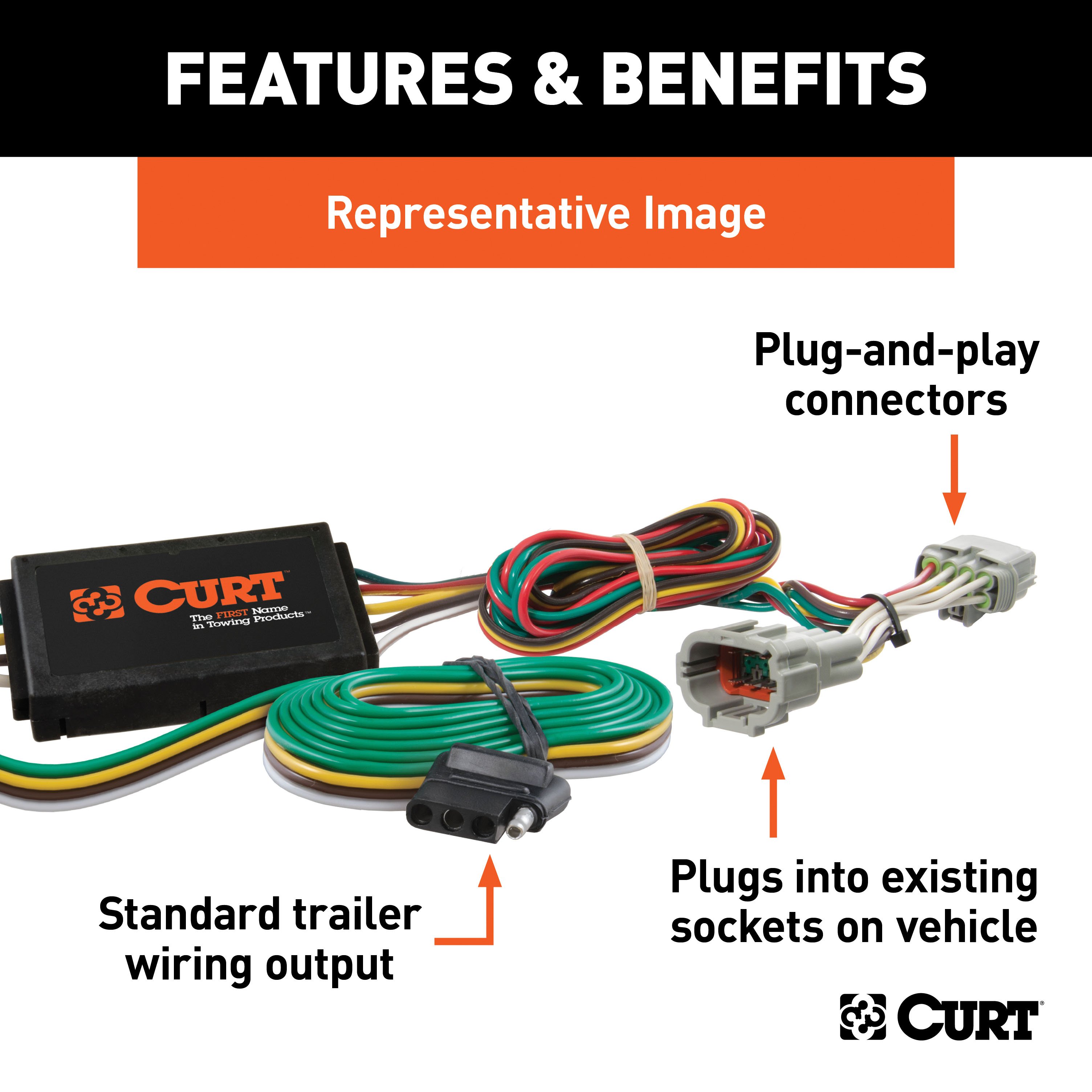 CURT 56460 Vehicle-Side Custom 4-Pin Trailer Wiring Harness, Fits Select Toyota Venza thumbnail 1