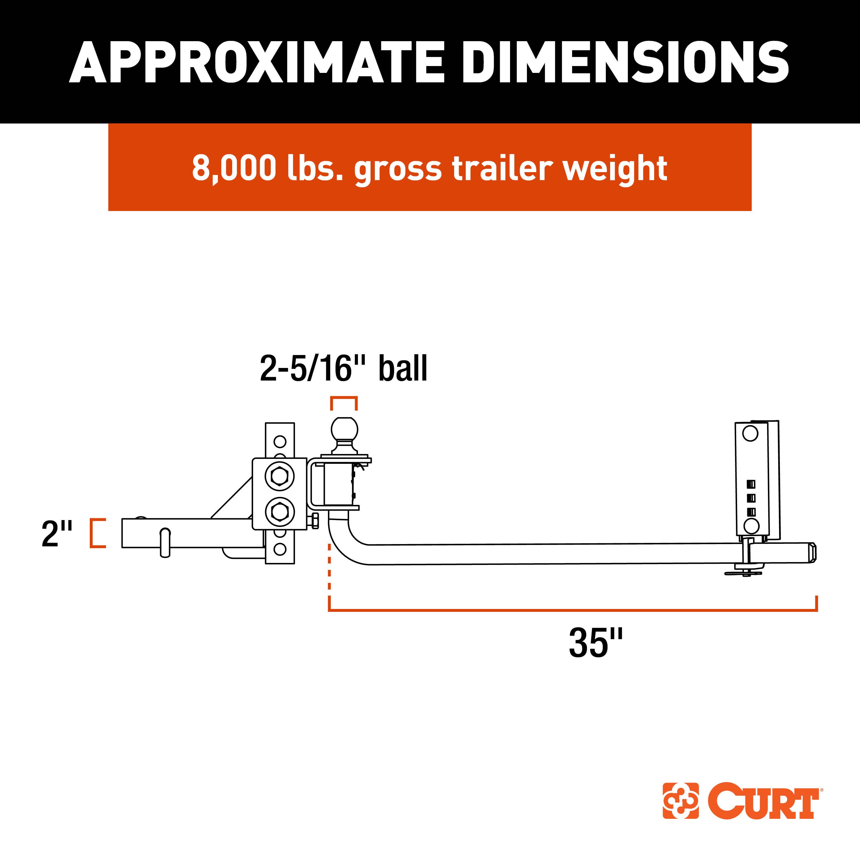 CURT 17599 TruTrack 2P Round Bar Weight Distribution Hitch with 2x Sway Control, Up to 8K, 2-In Shank, 2-5/16-Inch Ball thumbnail 7