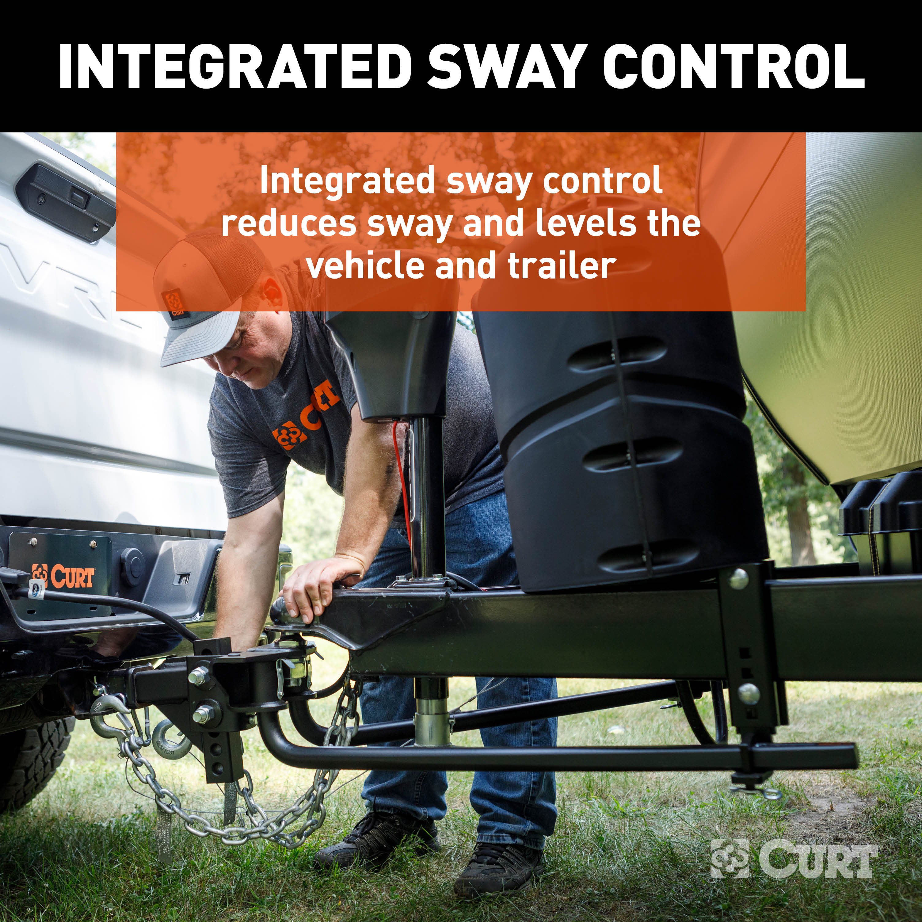 CURT 17599 TruTrack 2P Round Bar Weight Distribution Hitch with 2x Sway Control, Up to 8K, 2-In Shank, 2-5/16-Inch Ball thumbnail 2