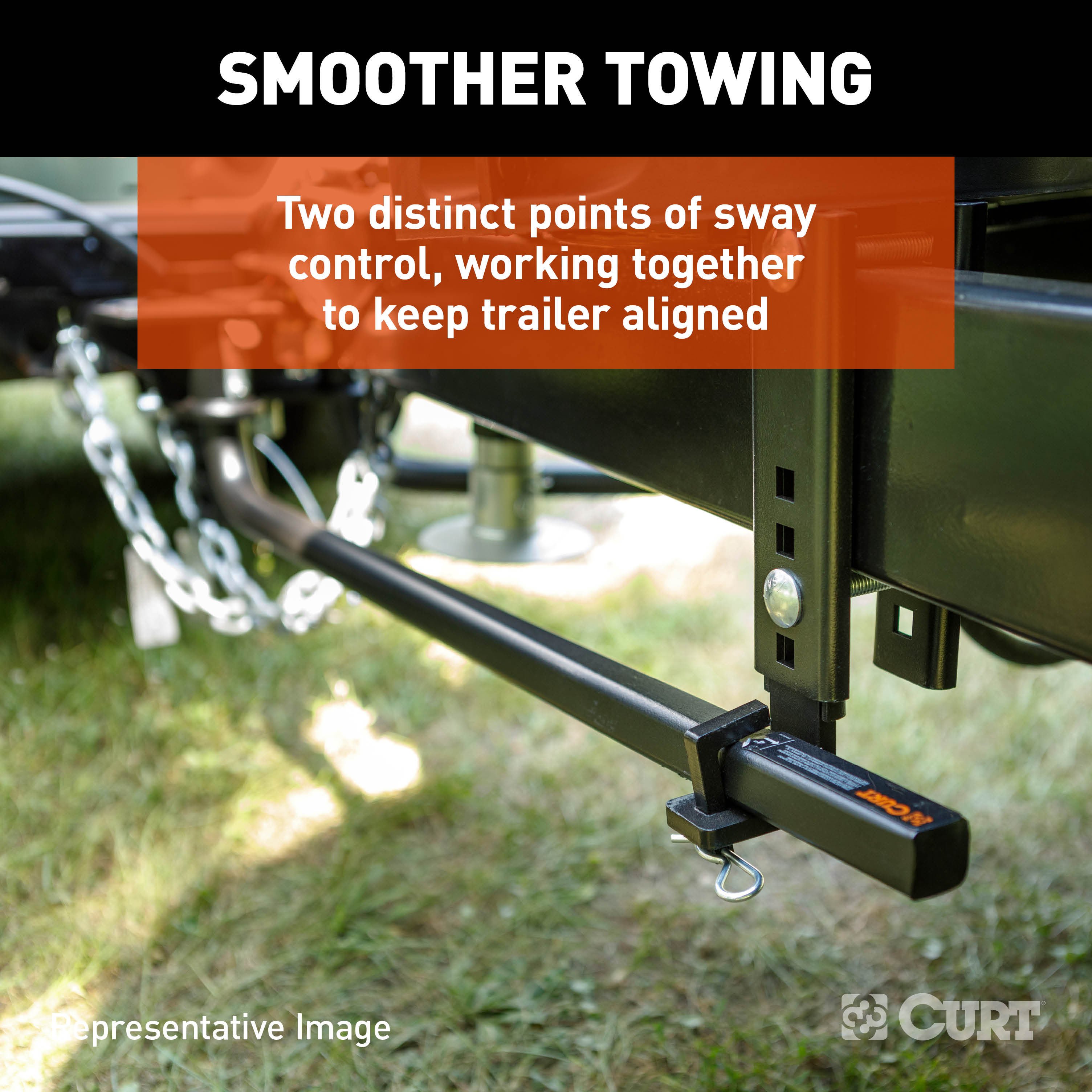 CURT 17599 TruTrack 2P Round Bar Weight Distribution Hitch with 2x Sway Control, Up to 8K, 2-In Shank, 2-5/16-Inch Ball thumbnail 3