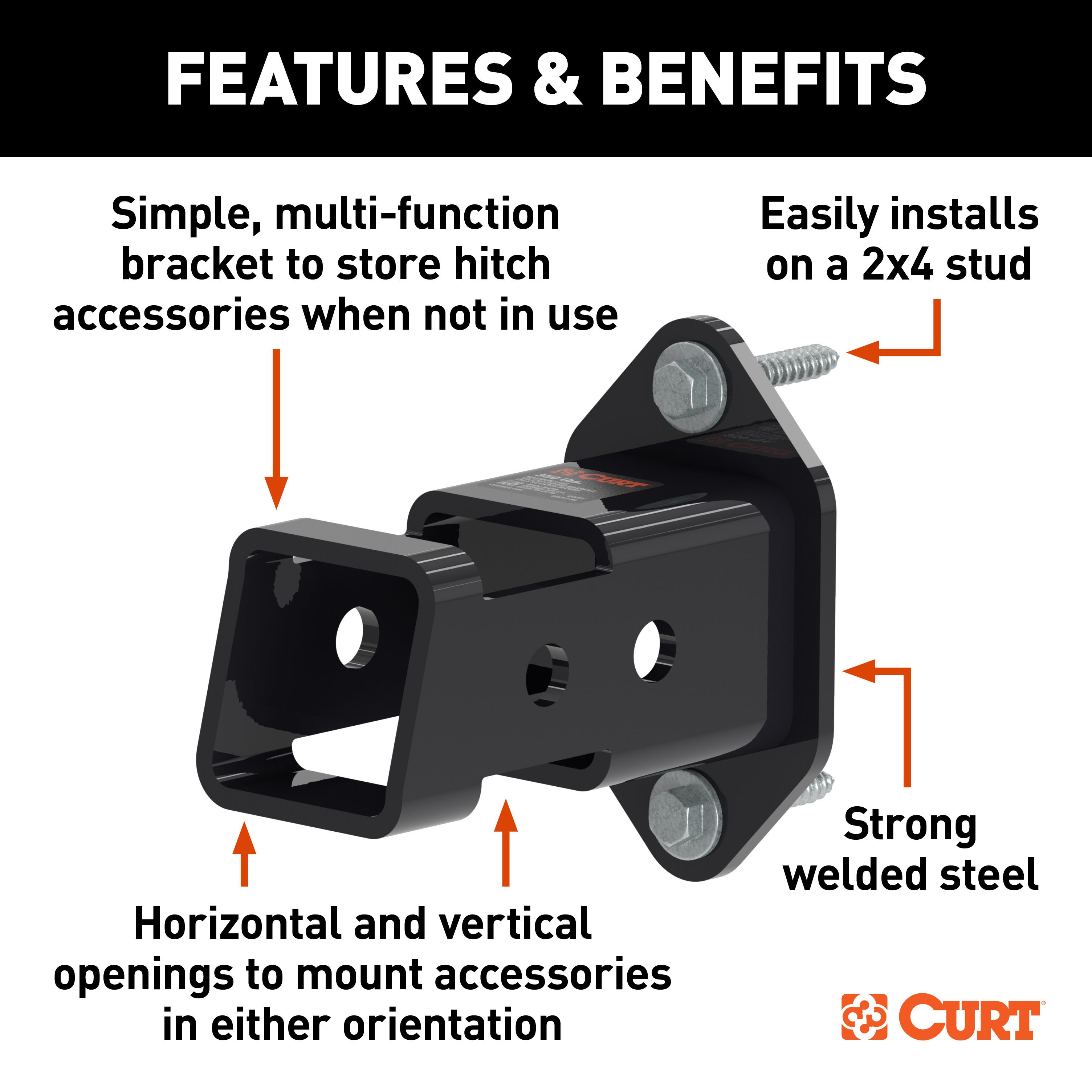 CURT 2-1/2" Hitch Accessory Wall Mount 45071 thumbnail 1