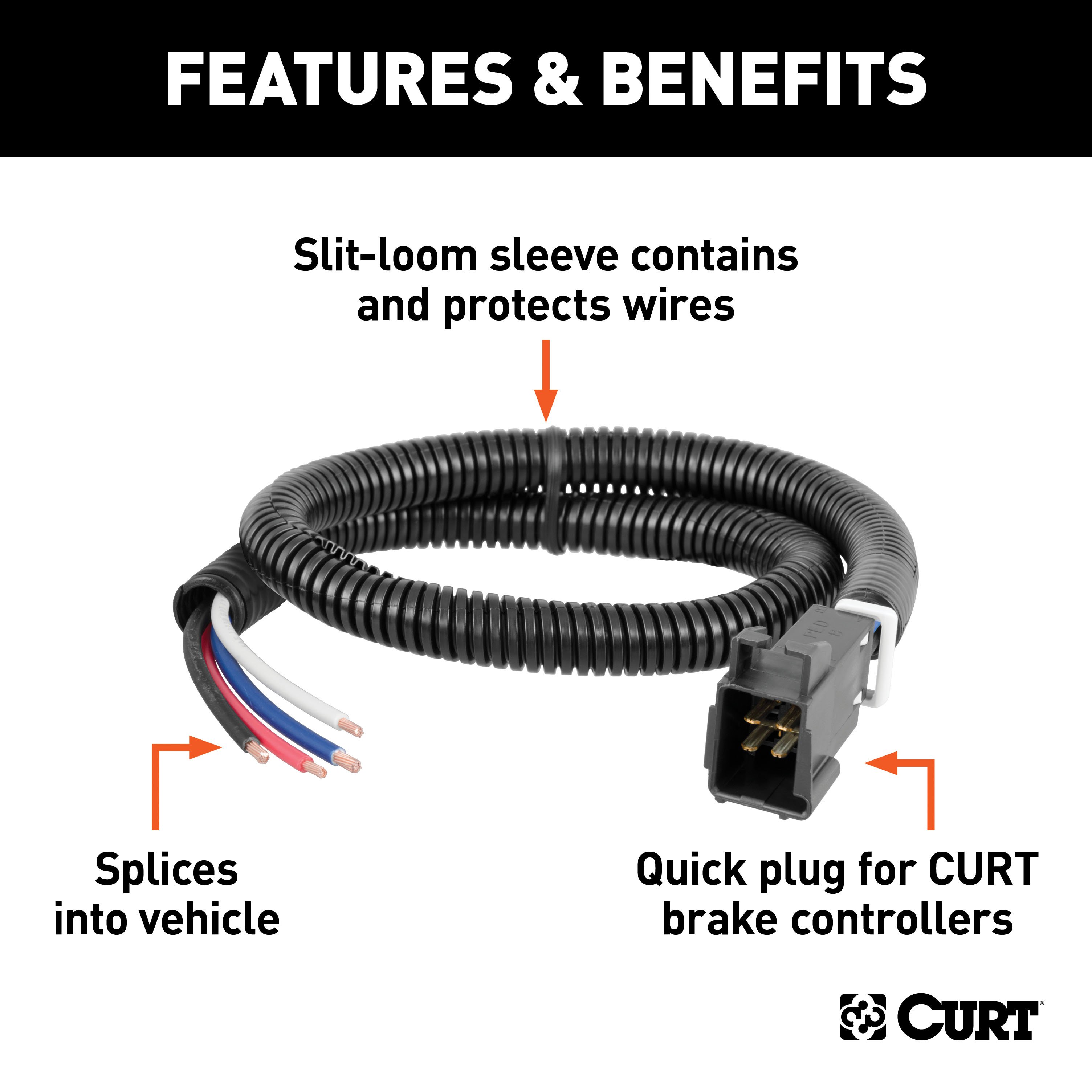 CURT 51531 Universal Trailer Brake Controller Harness with Pigtails thumbnail 2