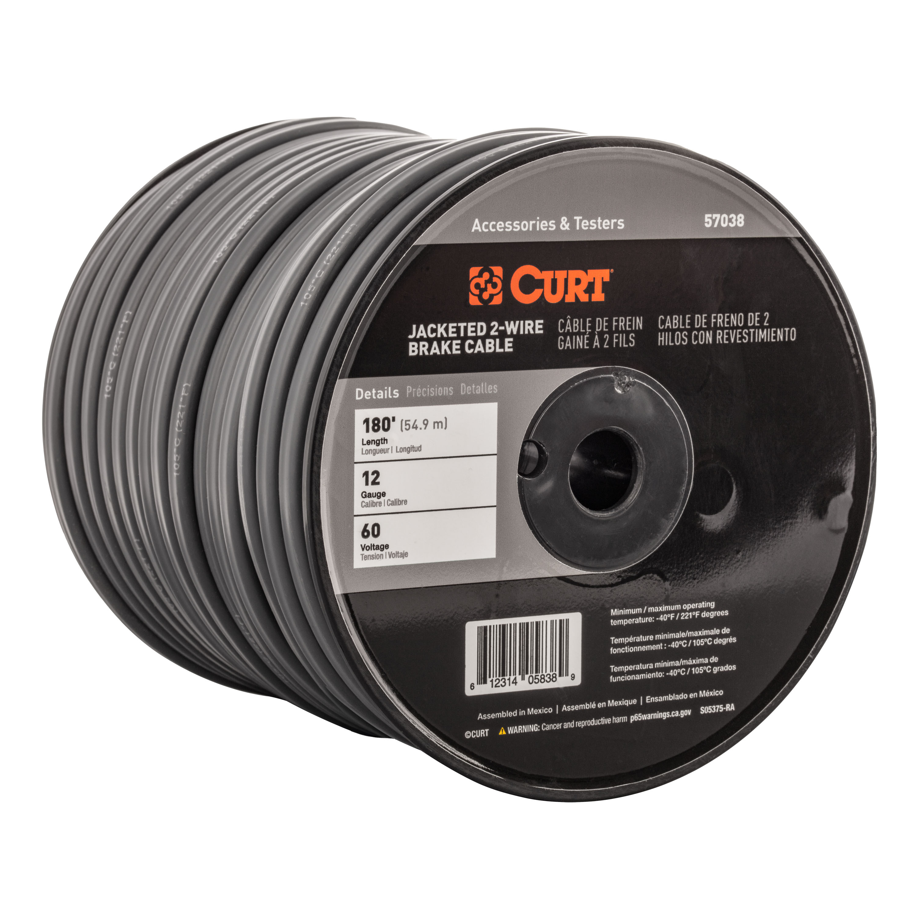 CURT 57038 2-Wire Jacketed Trailer Brake Cable, 180' thumbnail 0