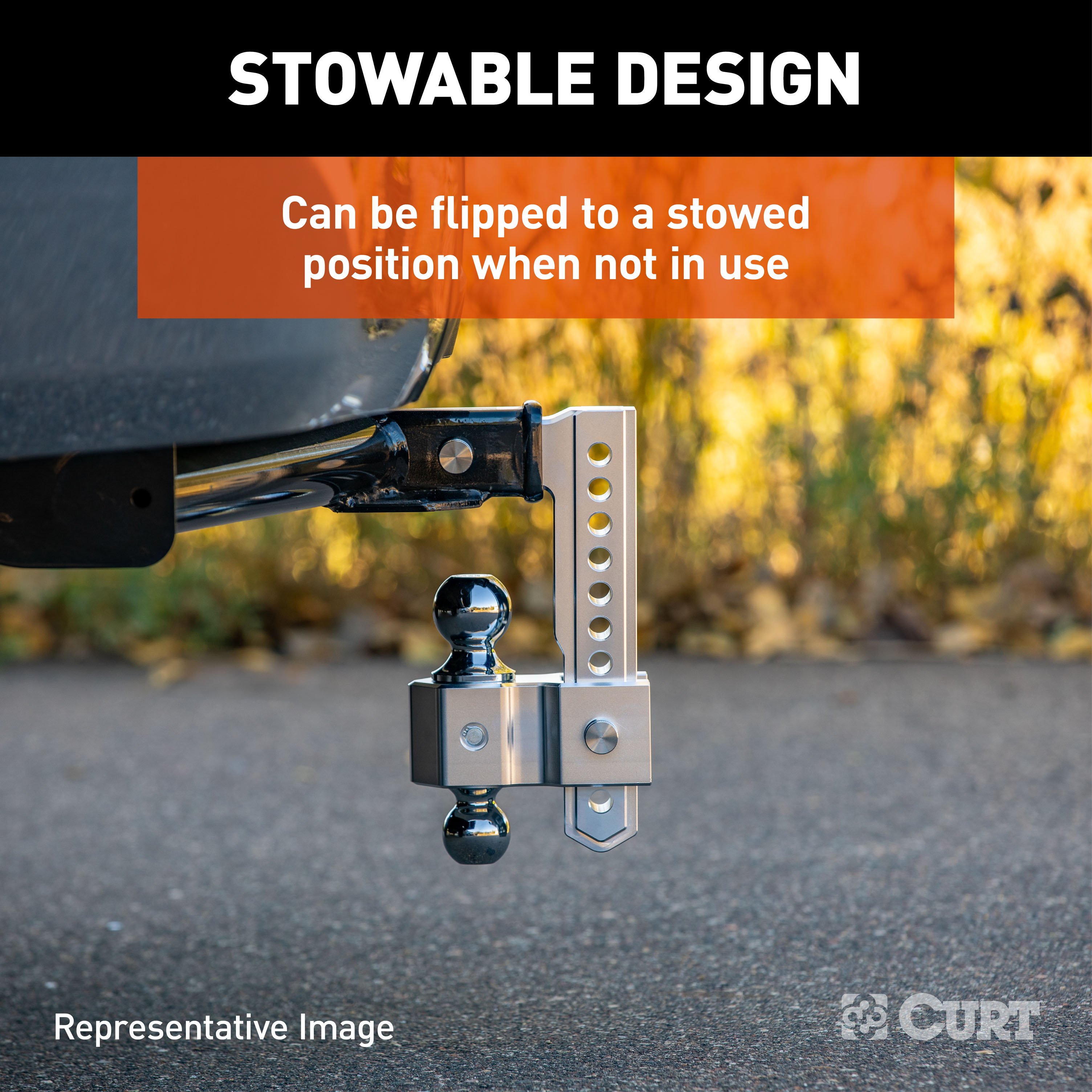 CURT AlumaLite Adjustable Aluminum Hitch with Dual Ball, 5-1/2" Drop thumbnail 6