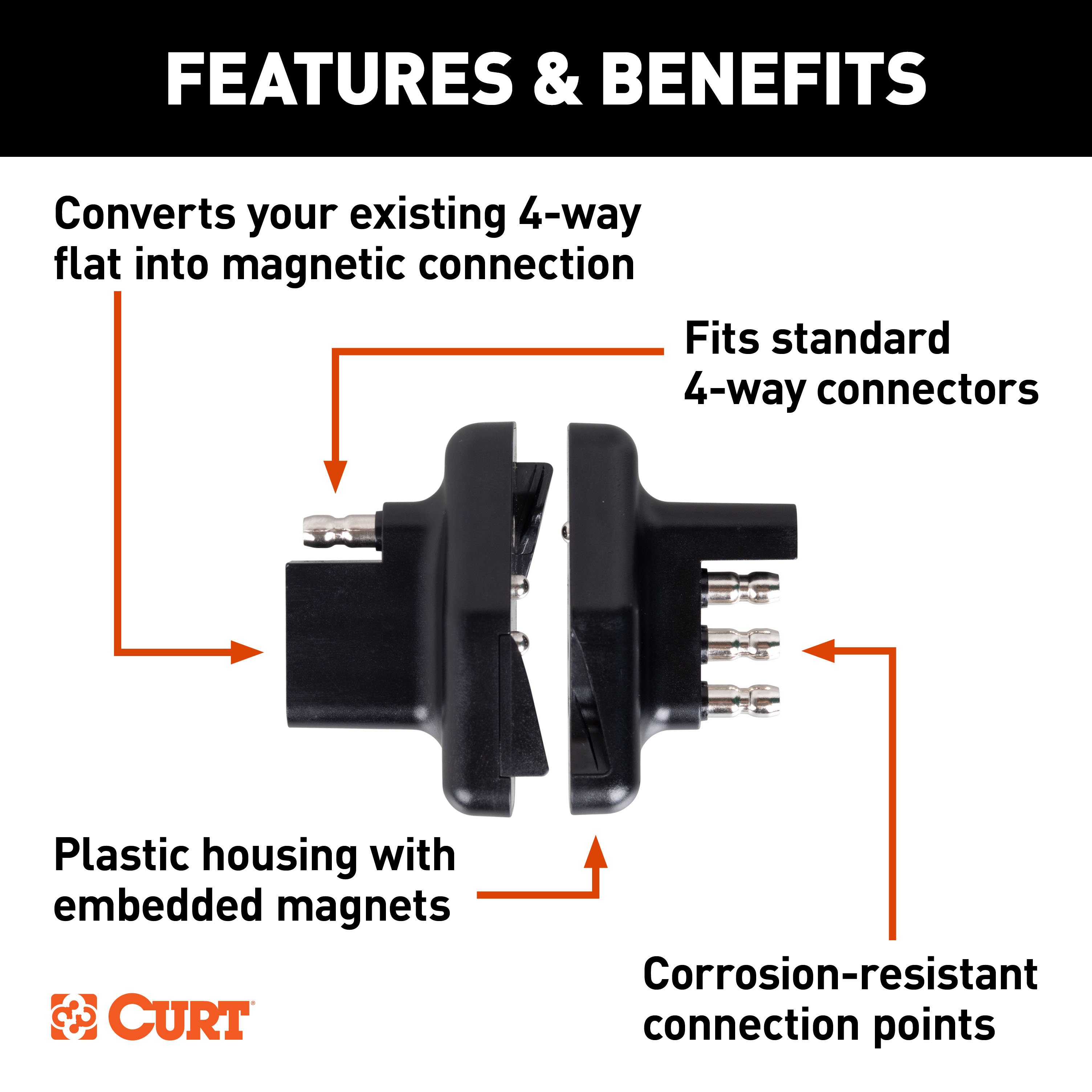 CURT 4-Way Flat Magnetic Connector Adapter 58306 thumbnail 1