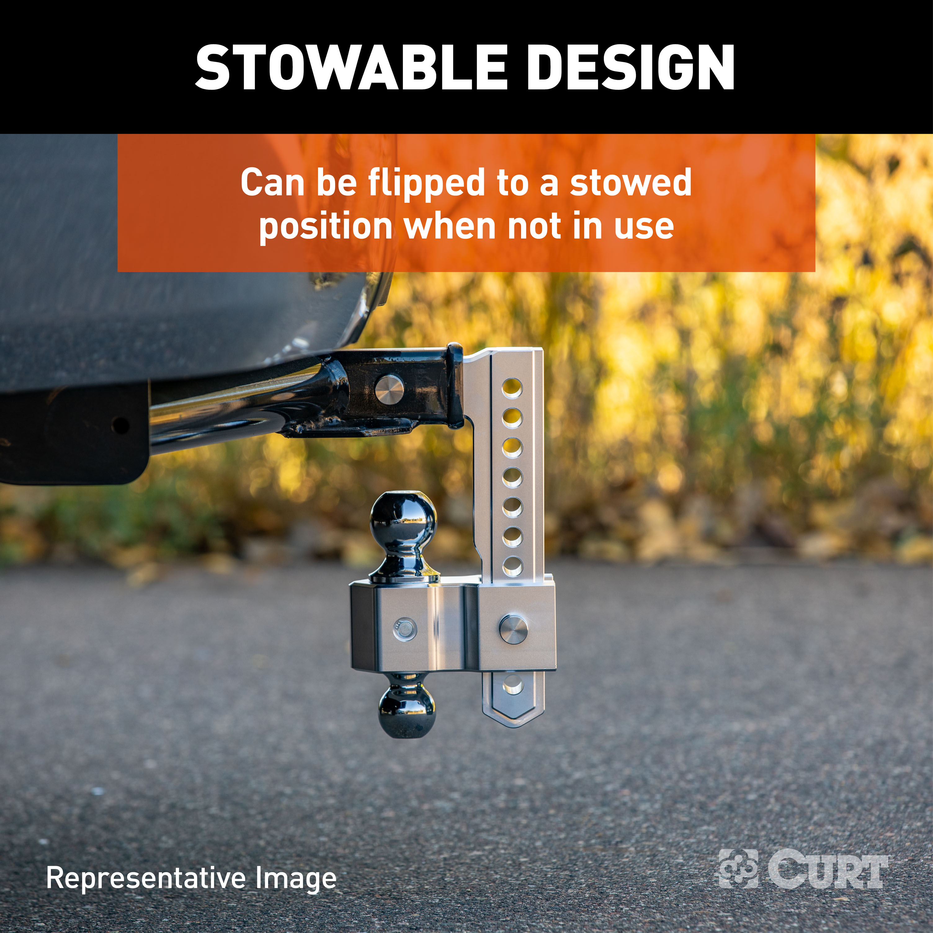 CURT AlumaLite Adjustable Aluminum Hitch with Dual Ball, 7-1/2" Drop thumbnail 6