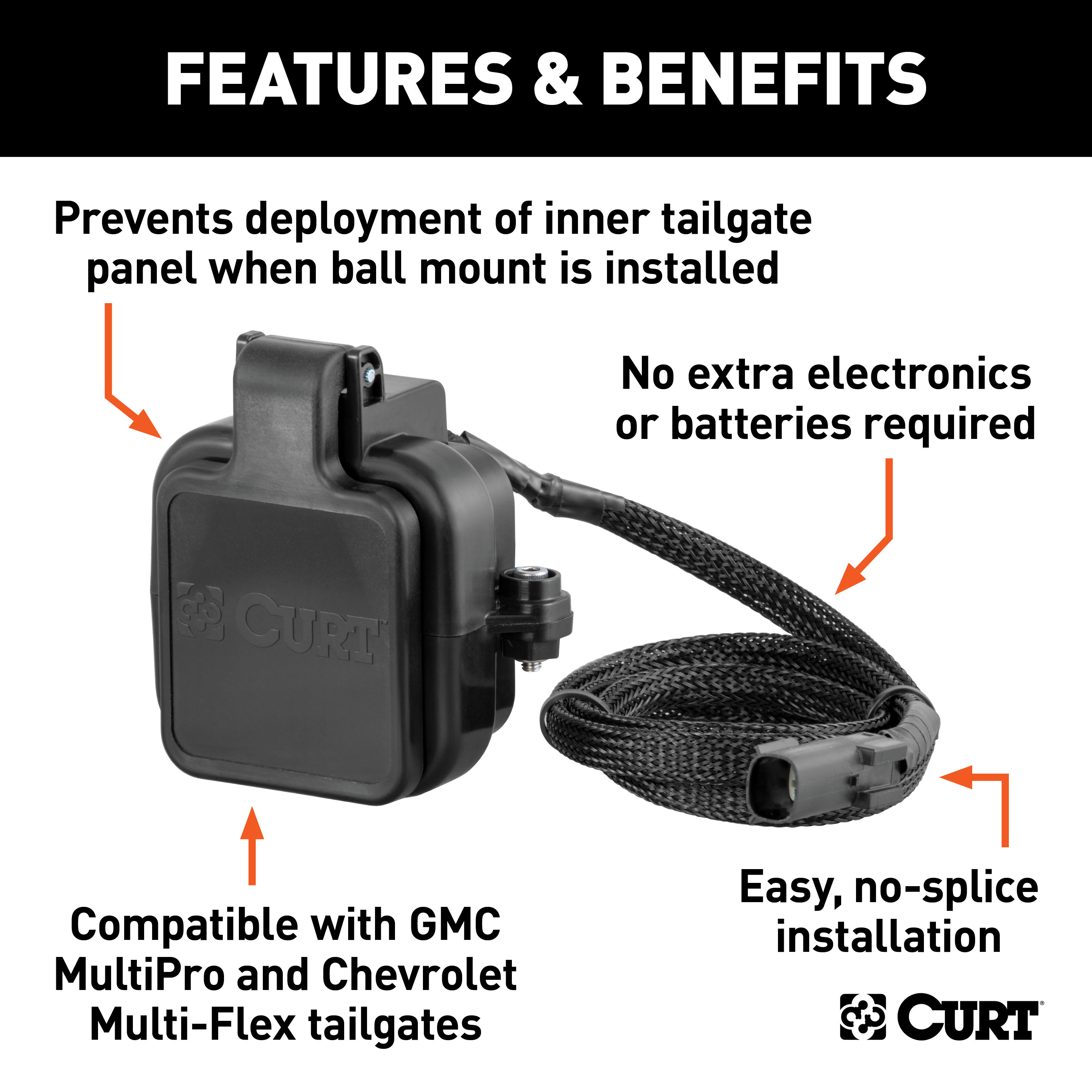 CURT Protective MultiPro / Multi-Flex Tailgate Sensor with 2" Hitch Cap 58267 thumbnail 1