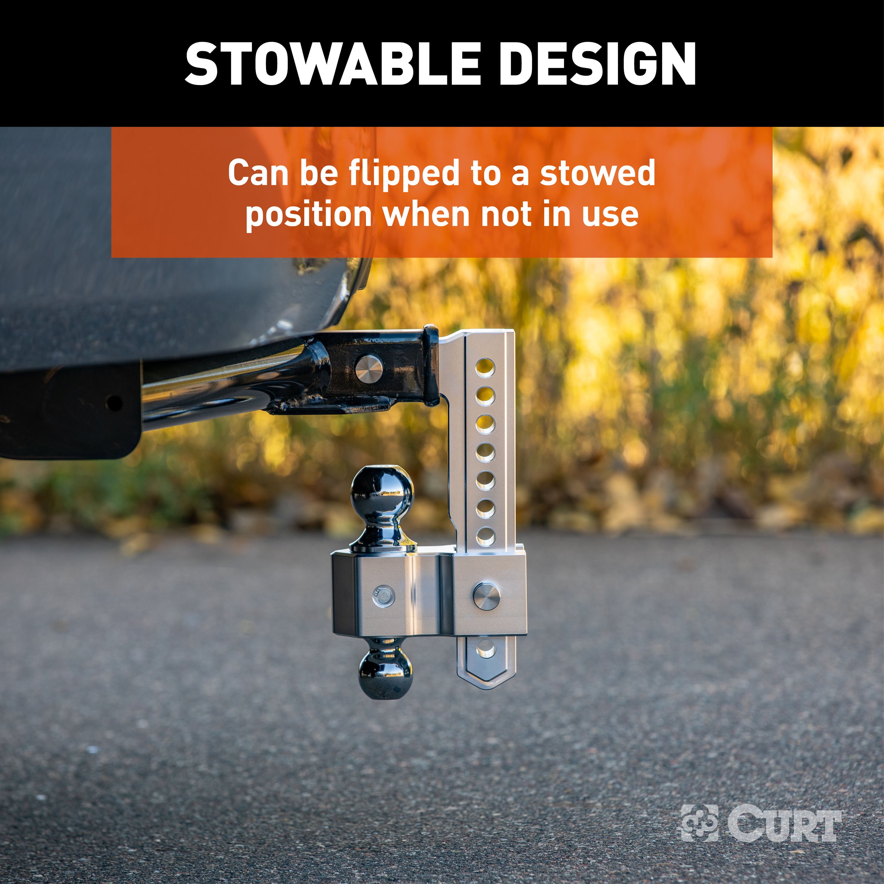 CURT AlumaLite Adjustable Aluminum Hitch with Dual Ball, 9-1/2" Drop thumbnail 6