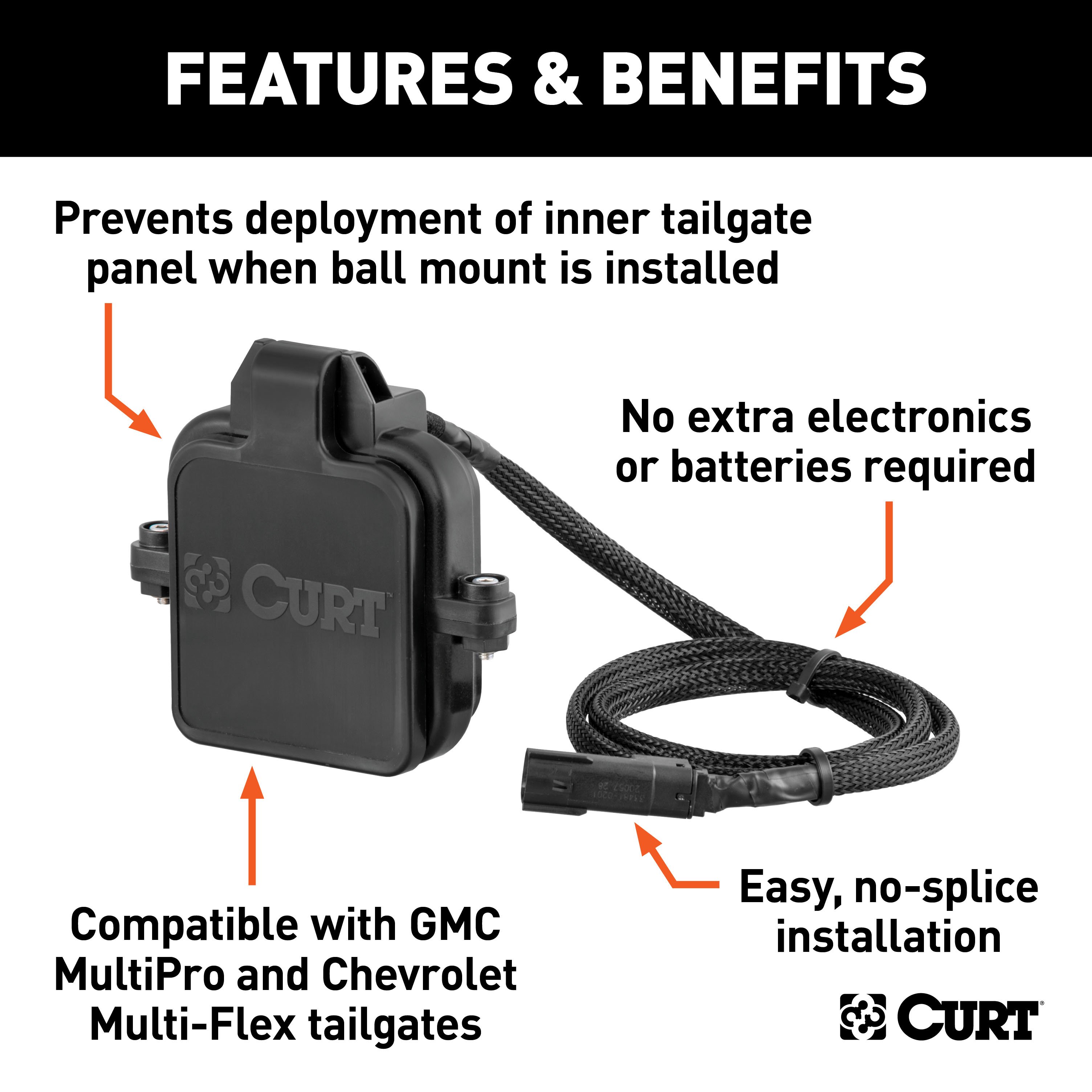 CURT Protective MultiPro / Multi-Flex Tailgate Sensor with 2-1/2 thumbnail 1
