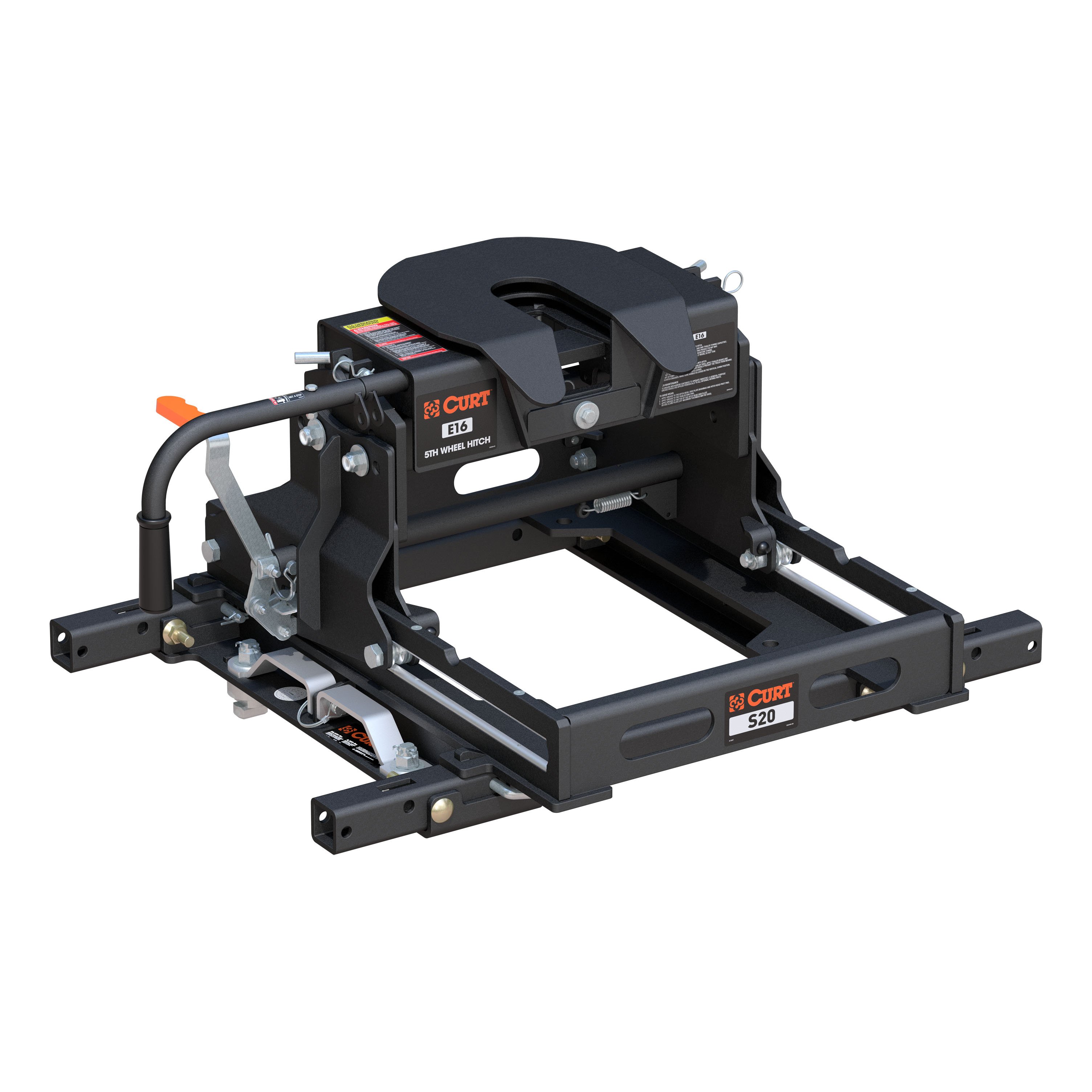 CURT 16680 E16 5th Wheel Hitch Kit with S20 5th Wheel Slider and Puck System Adapter with Rails, Fits Select Chevy, Ford, GMC thumbnail 0