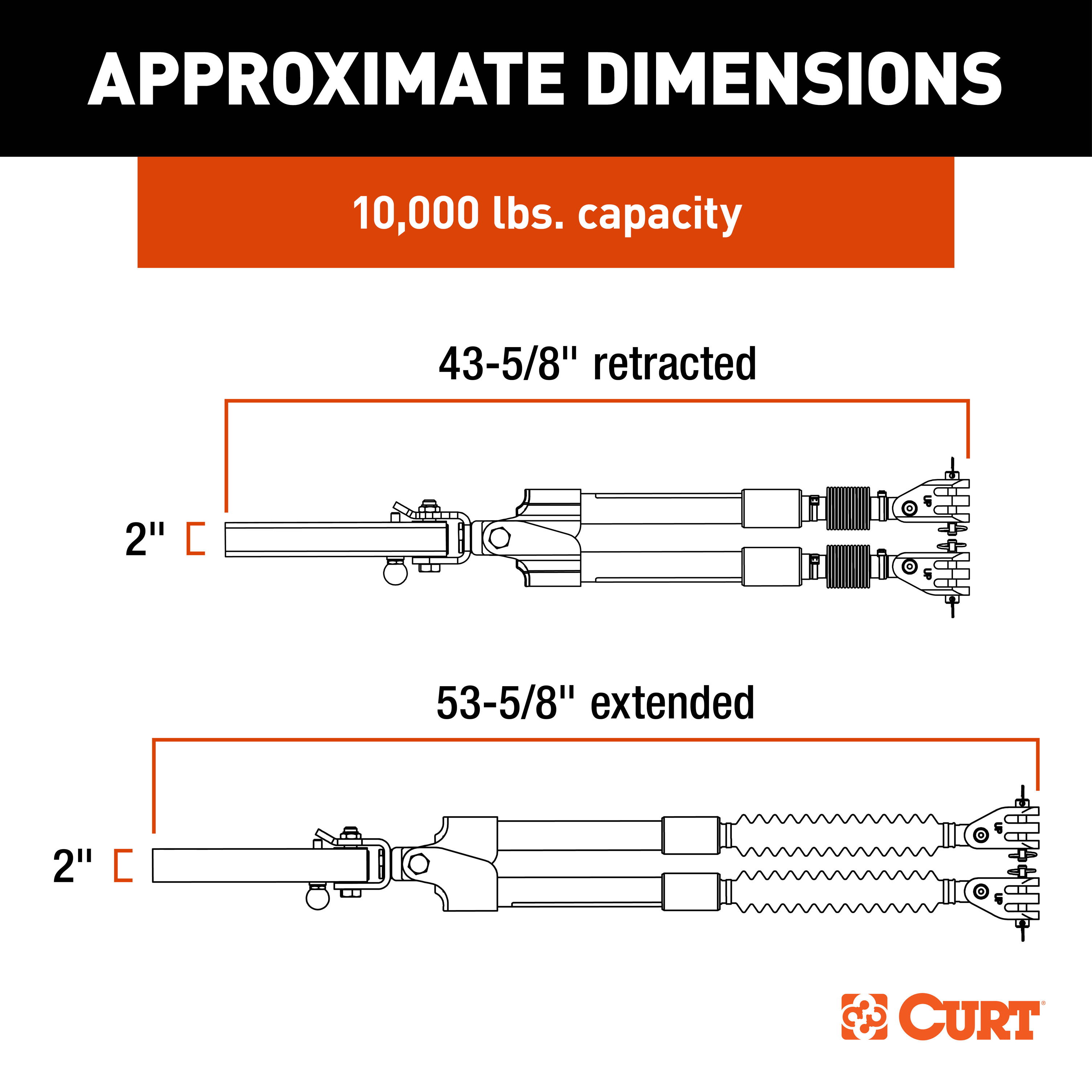 CURT 70012 Seeker Steel RV Tow Bar, 10,000 Pounds, 2-Inch Shank thumbnail 8