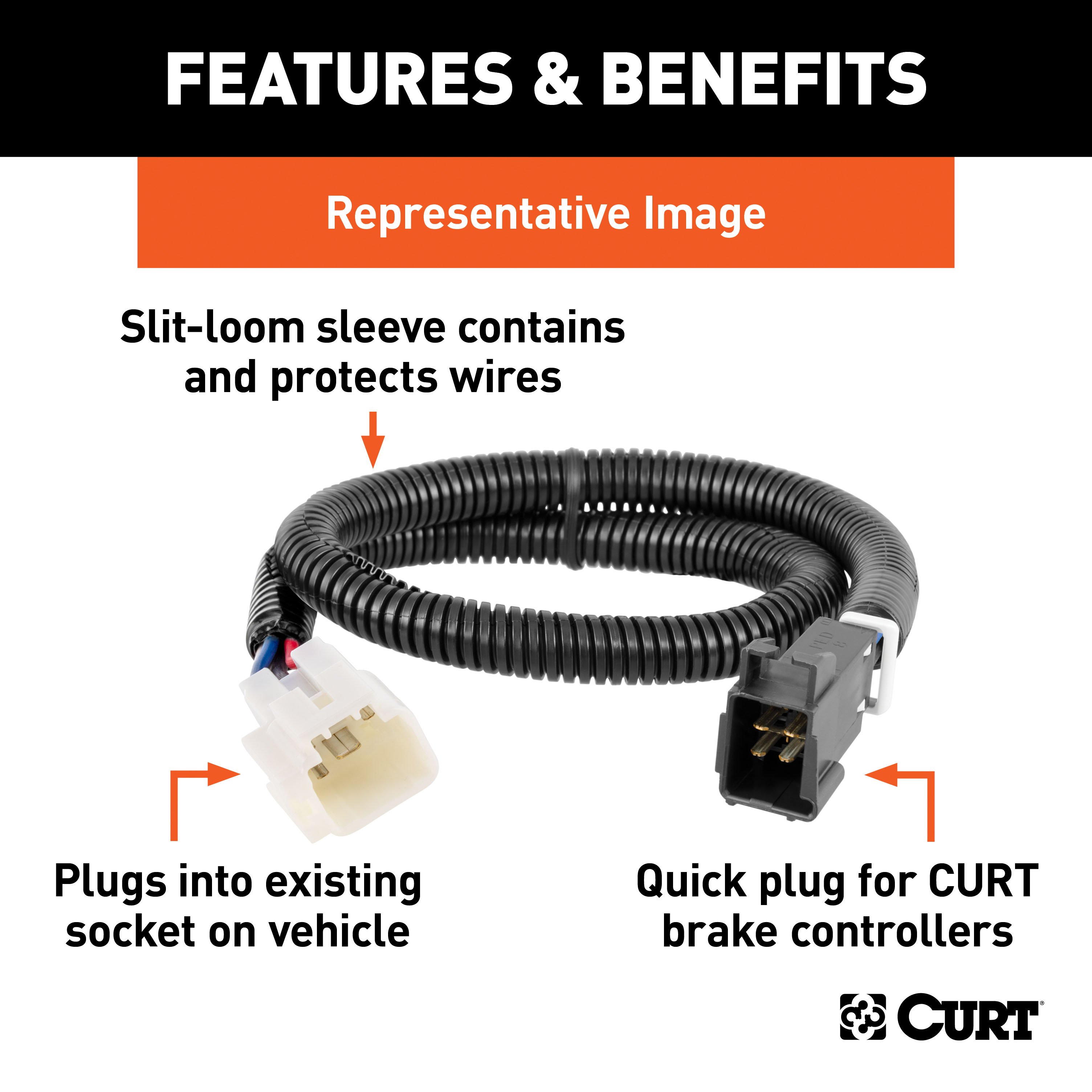 CURT 51534 Quick Plug Brake Controller Wiring Harness, Fits Select Mercedes-Benz GL350, GL450, GL550, GLE350, GLE 43 AMG, GLE550, GLE63 AMG, GLS450, GLS550, ML250, ML350, ML400 (Tow Package Required) thumbnail 1