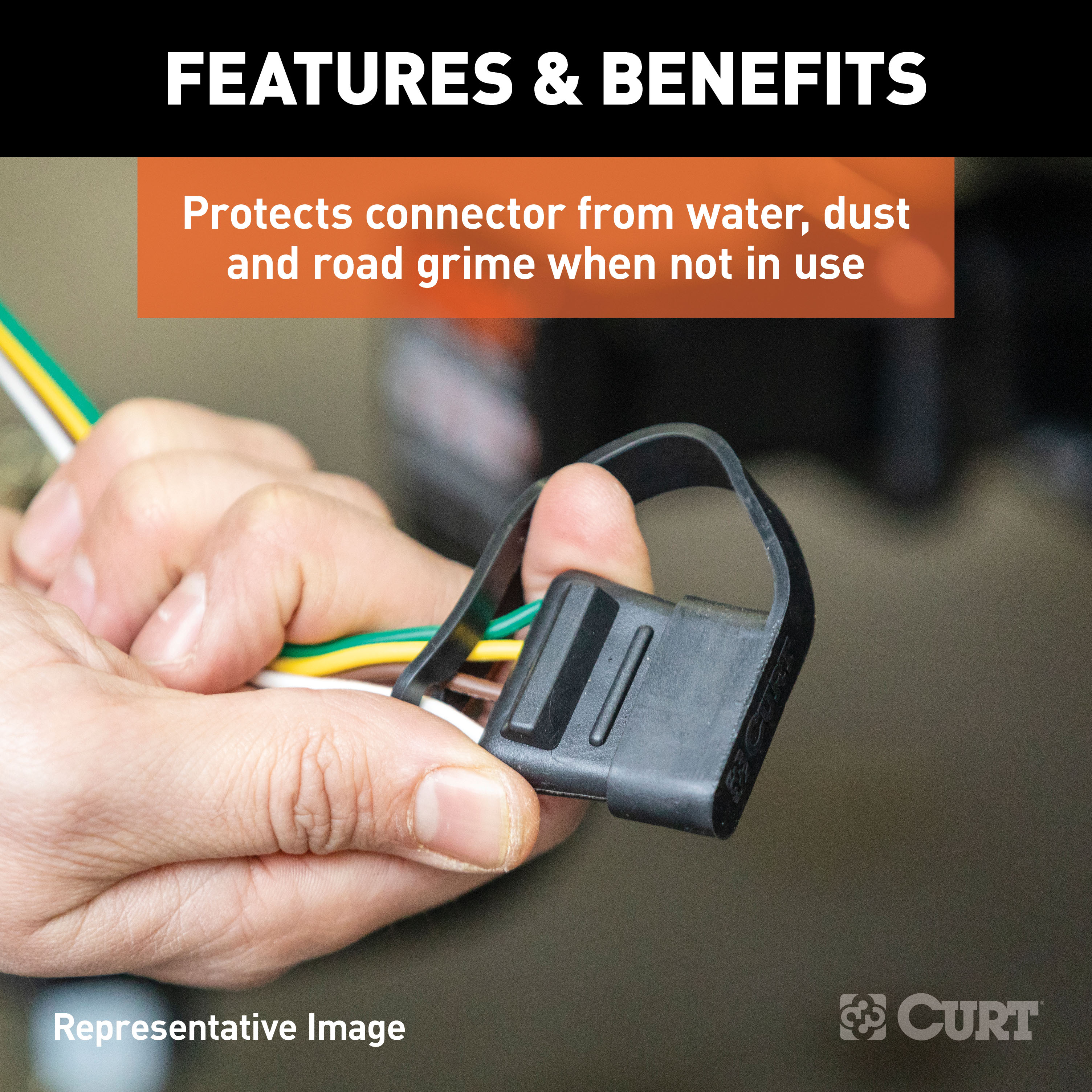 CURT 5-Way Flat Connector Dust Cover (Vehicle Side) Trailer Connector Kit thumbnail 2