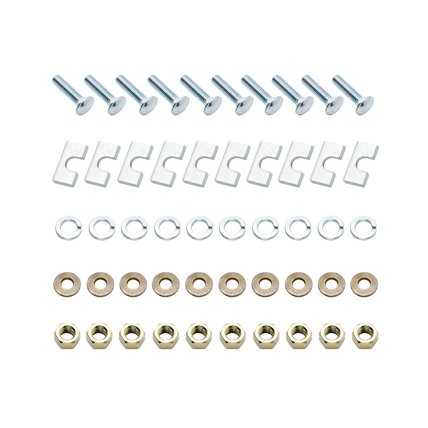 Reese Replacement Part, Installation Hardware for #58058 (10 - Bolt Design) (Contains: (10) Carriage Bolt 1/2 in.-13 x 2 in. GR5, (10) Hex Nut 1/2 in. -13 GR5, (10) 1/2 in. Plated Lockwasher, (10) Conical Washer 1/2 in. & (10) Block 5/16 in. x 1 thumbnail 0
