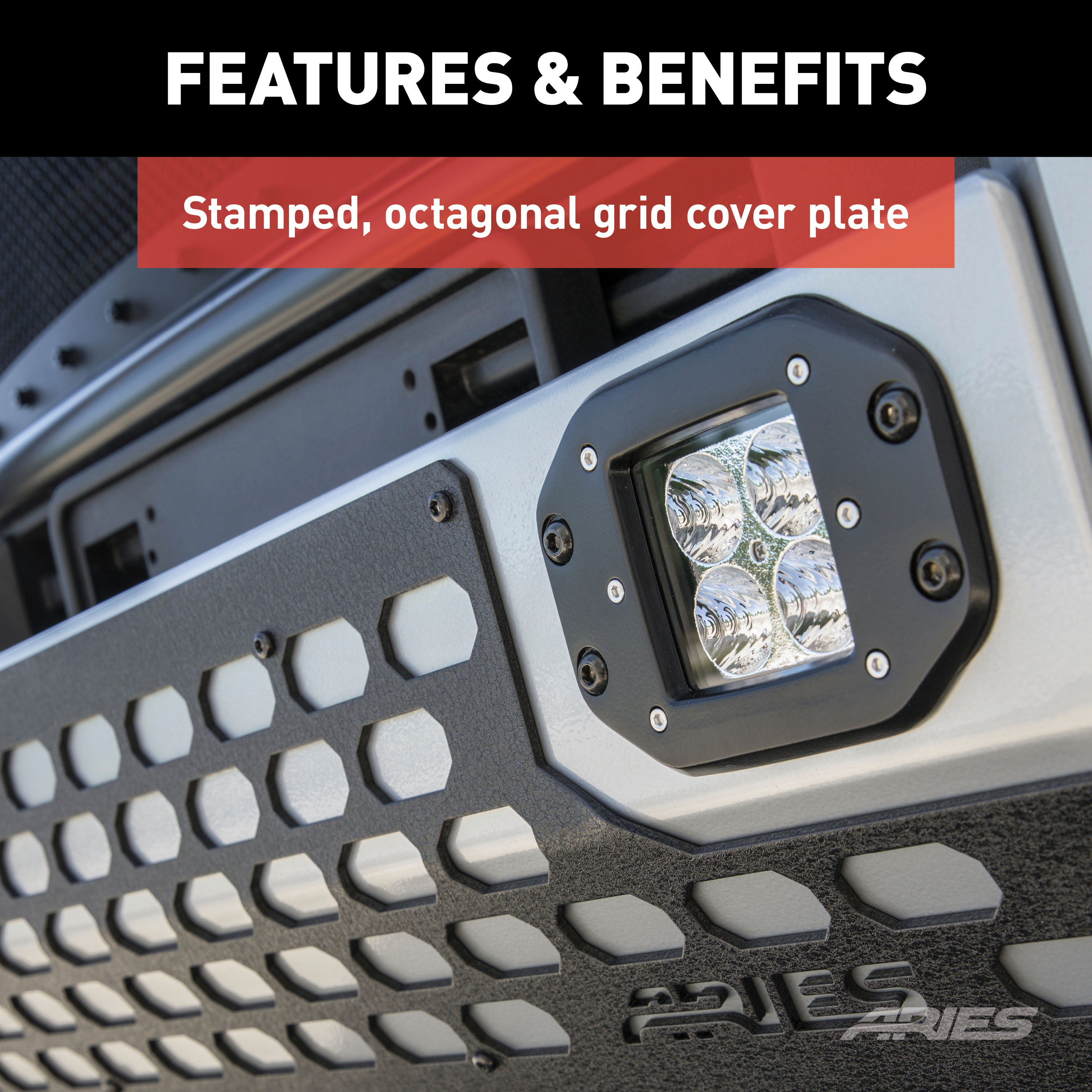 ARIES AdvantEDGE 5-1/2" Chrome Aluminum Bull Bar with Lights, Select Ram 2500, 3500 Brush Guard thumbnail 7