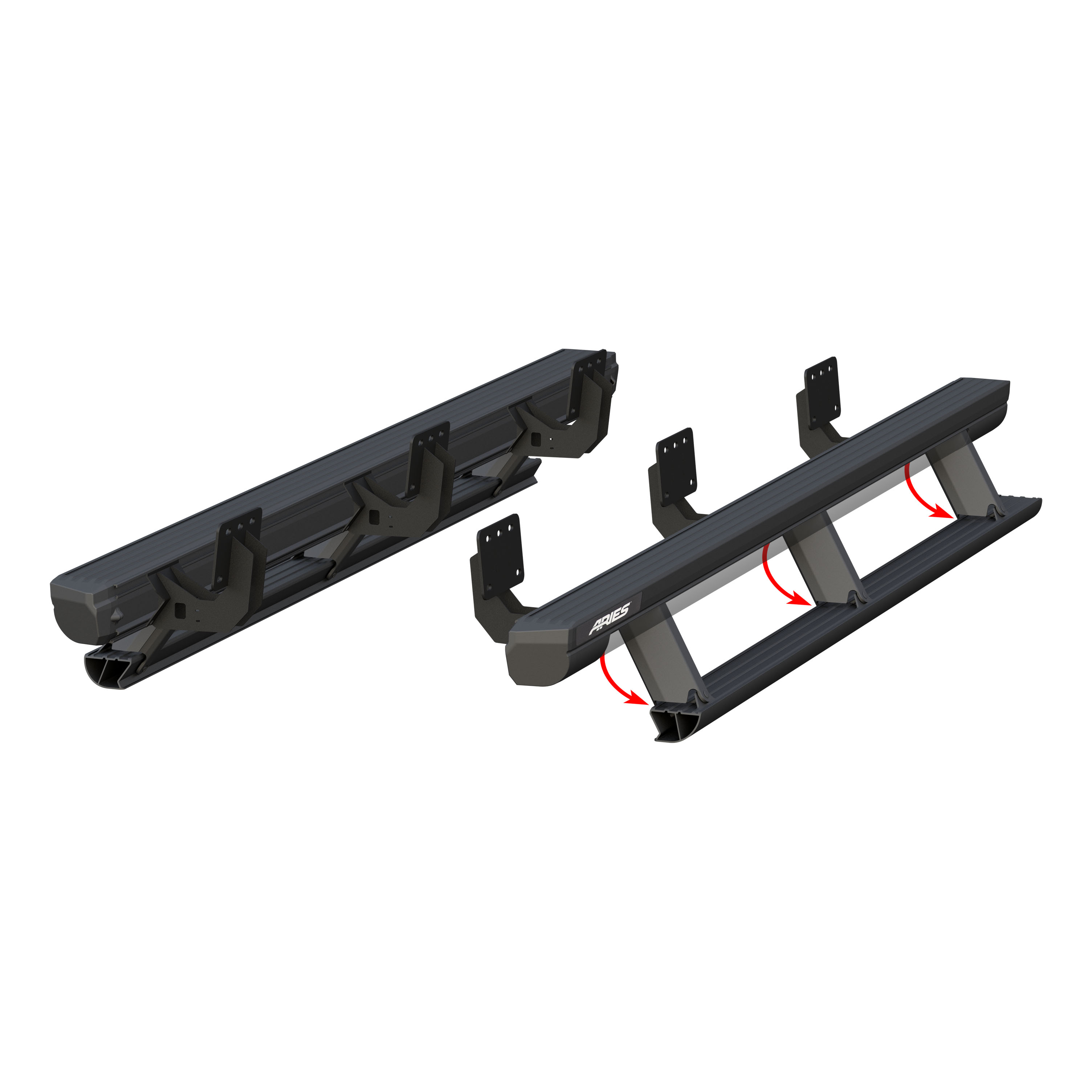 ARIES ActionTrac 87.6" Powered Running Boards, Select Ram 1500 Crew Cab Step Nerf Bar Kit thumbnail 1
