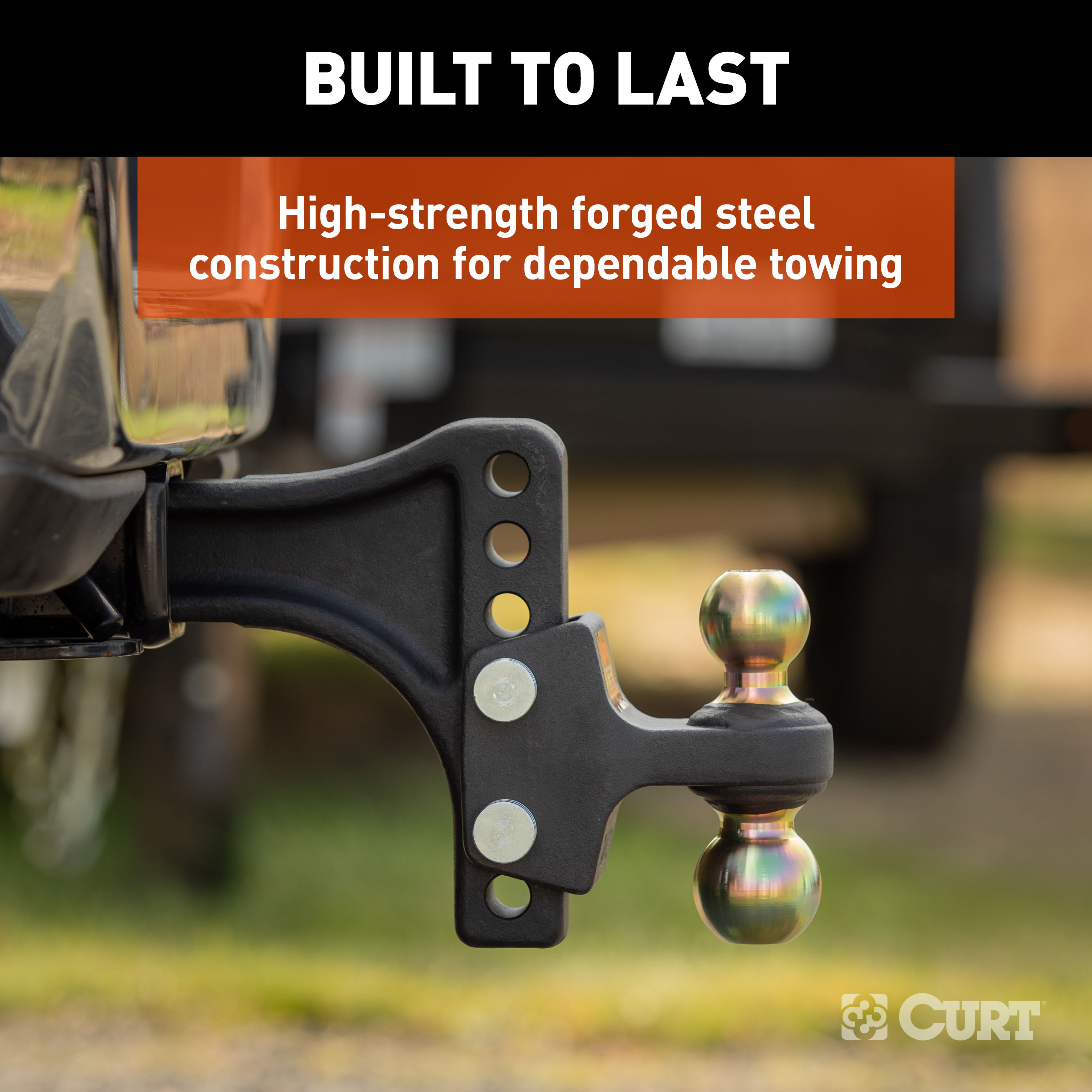 CURT HD Adjustable Trailer Hitch Ball Mount with Dual Ball, 2-1/2" Shank, 20K Trailer Hitch Ball Mount thumbnail 4