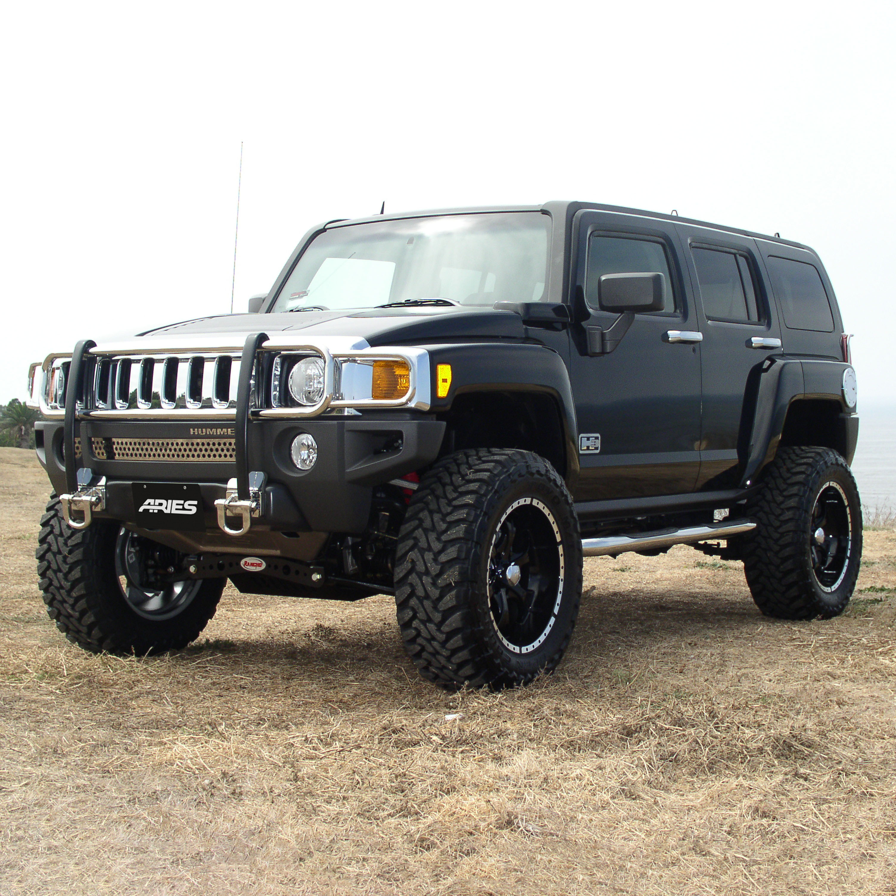 ARIES 3" Round Polished Stainless Side Bars, Select Hummer H2 Step Nerf Bar Kit thumbnail 6