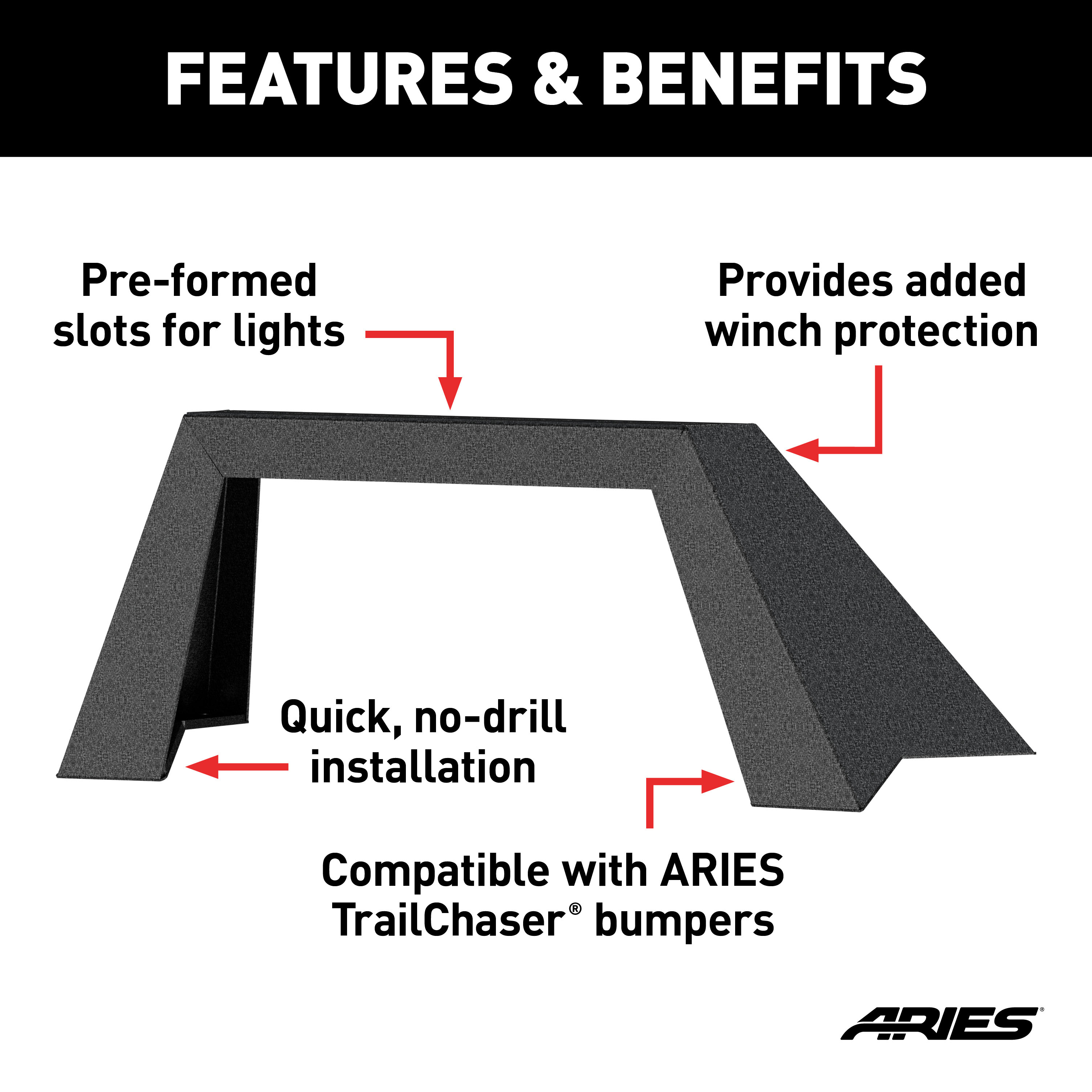 ARIES TrailChaser Jeep Wrangler Aluminum Front Bumper Angular Brush Guard Bumper thumbnail 1