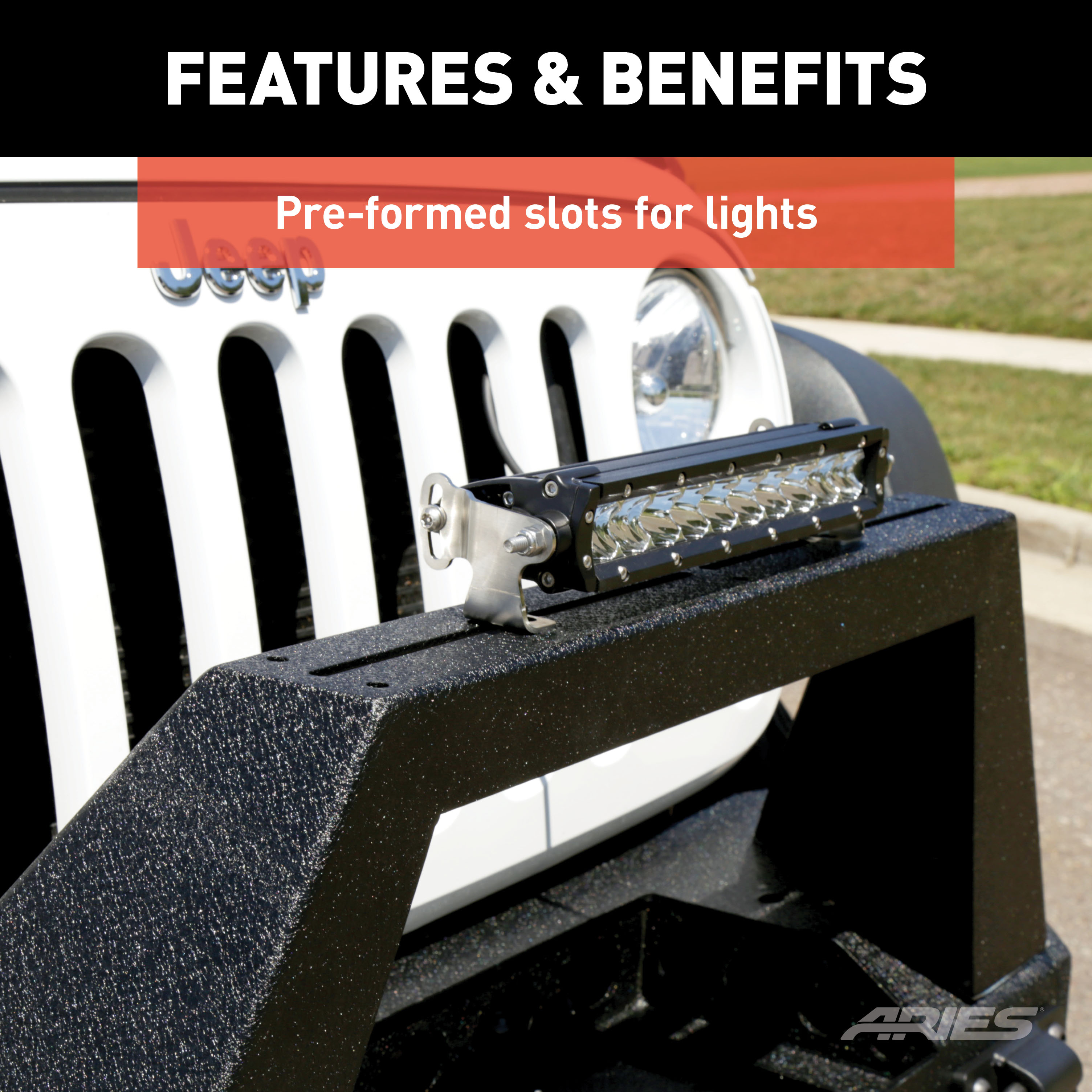 ARIES TrailChaser Jeep Wrangler Aluminum Front Bumper Angular Brush Guard Bumper thumbnail 3