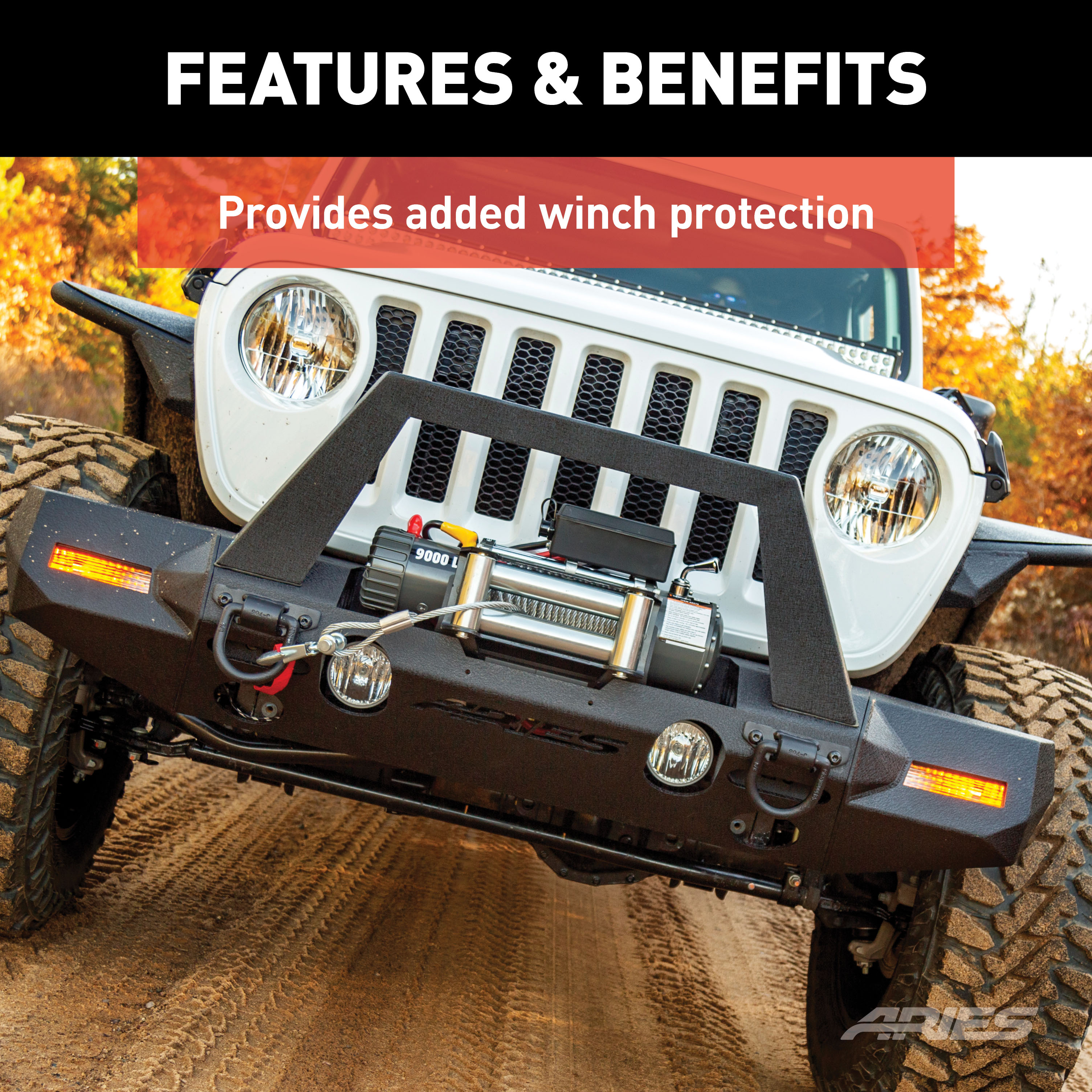 ARIES TrailChaser Jeep Wrangler Aluminum Front Bumper Angular Brush Guard Bumper thumbnail 4