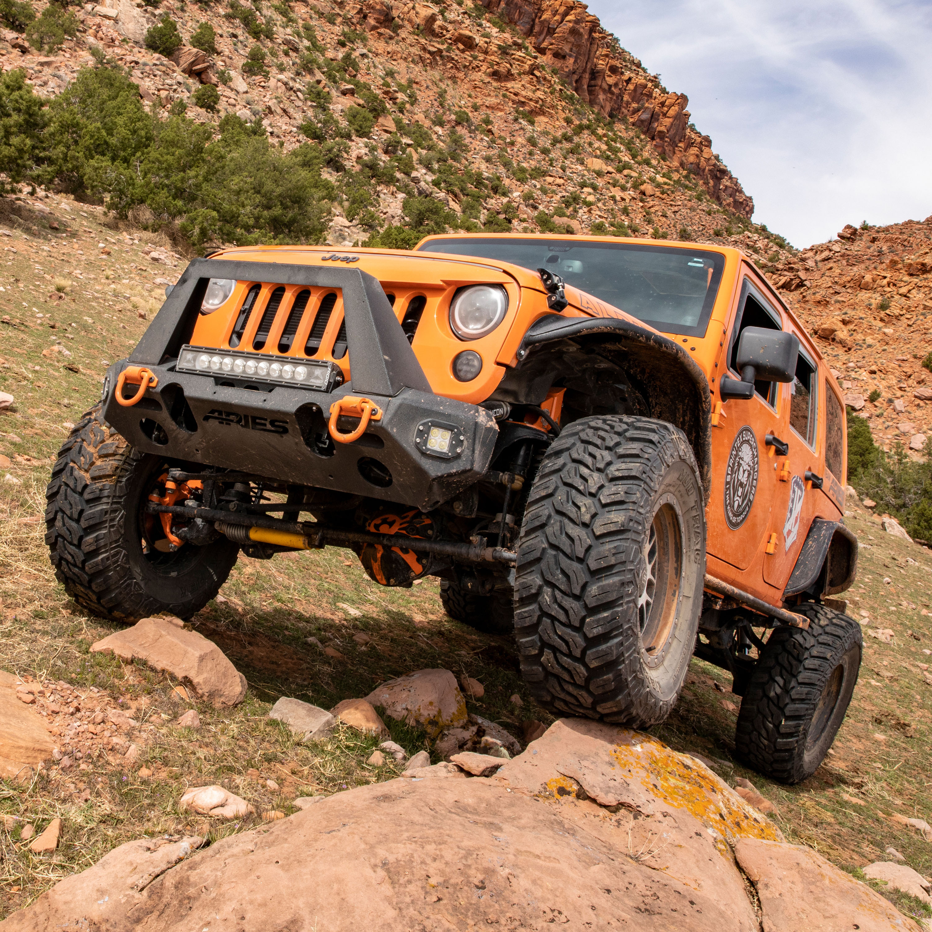 ARIES TrailChaser Jeep Wrangler Aluminum Front Bumper Angular Brush Guard Bumper thumbnail 7