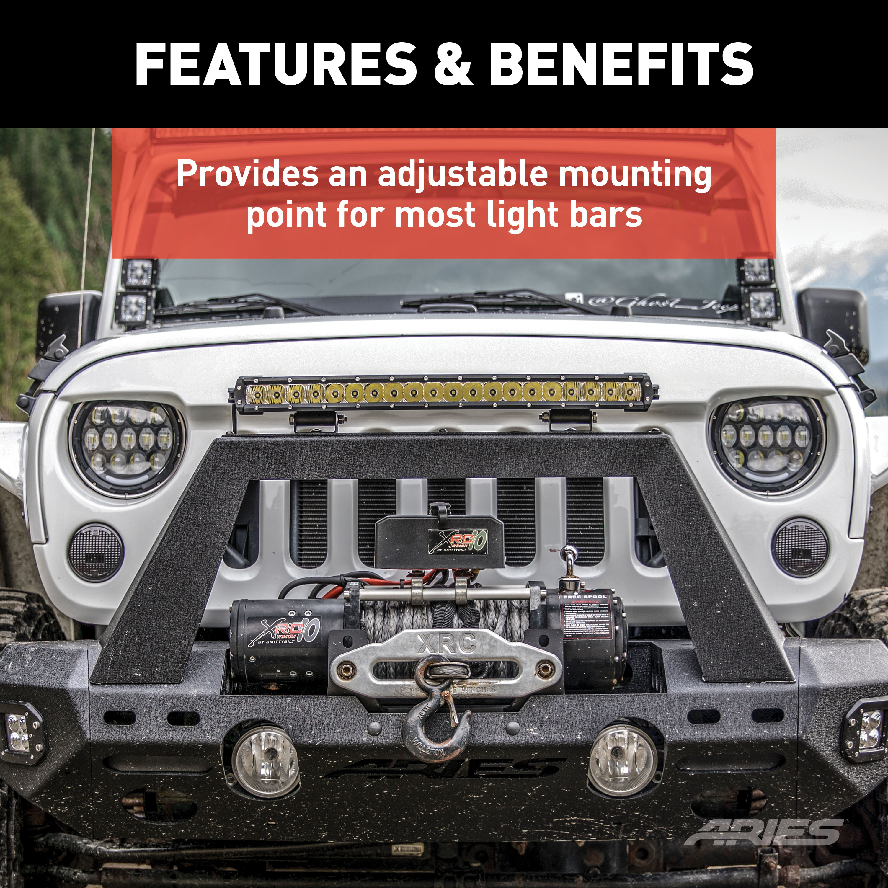 ARIES Base-Mount Light Bar Brackets Light Bar thumbnail 2