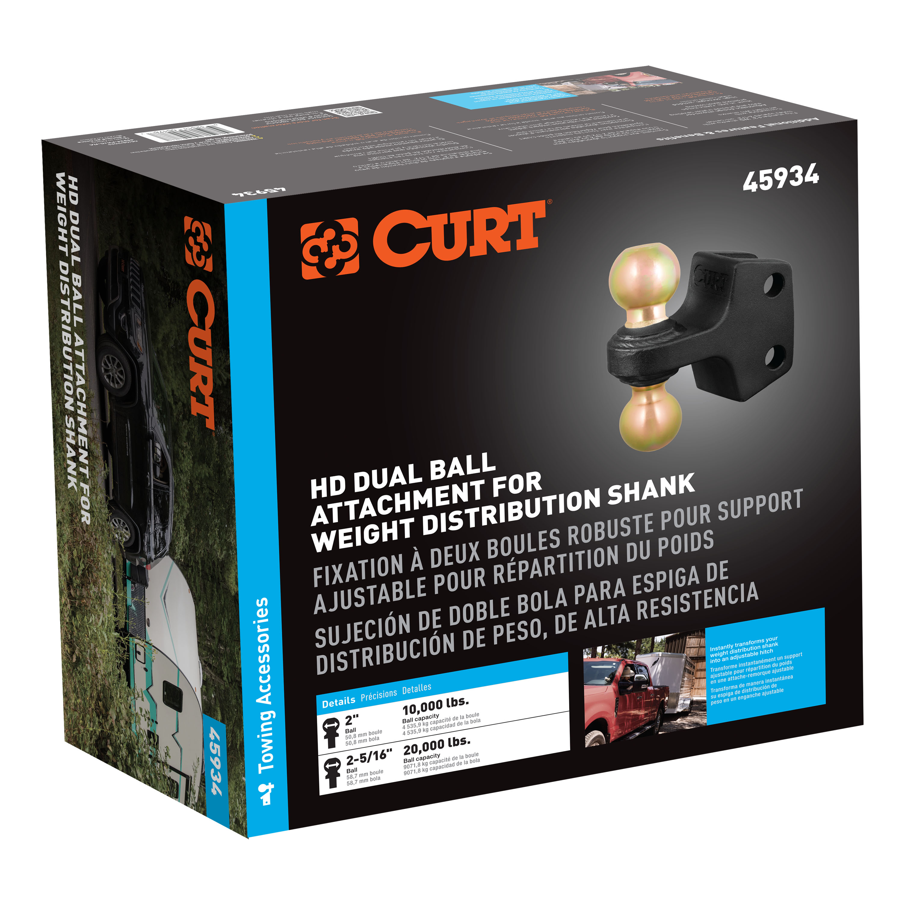 CURT HD Dual Ball Attachment for Weight Distribution Shank Trailer Hitch Ball Mount thumbnail 7