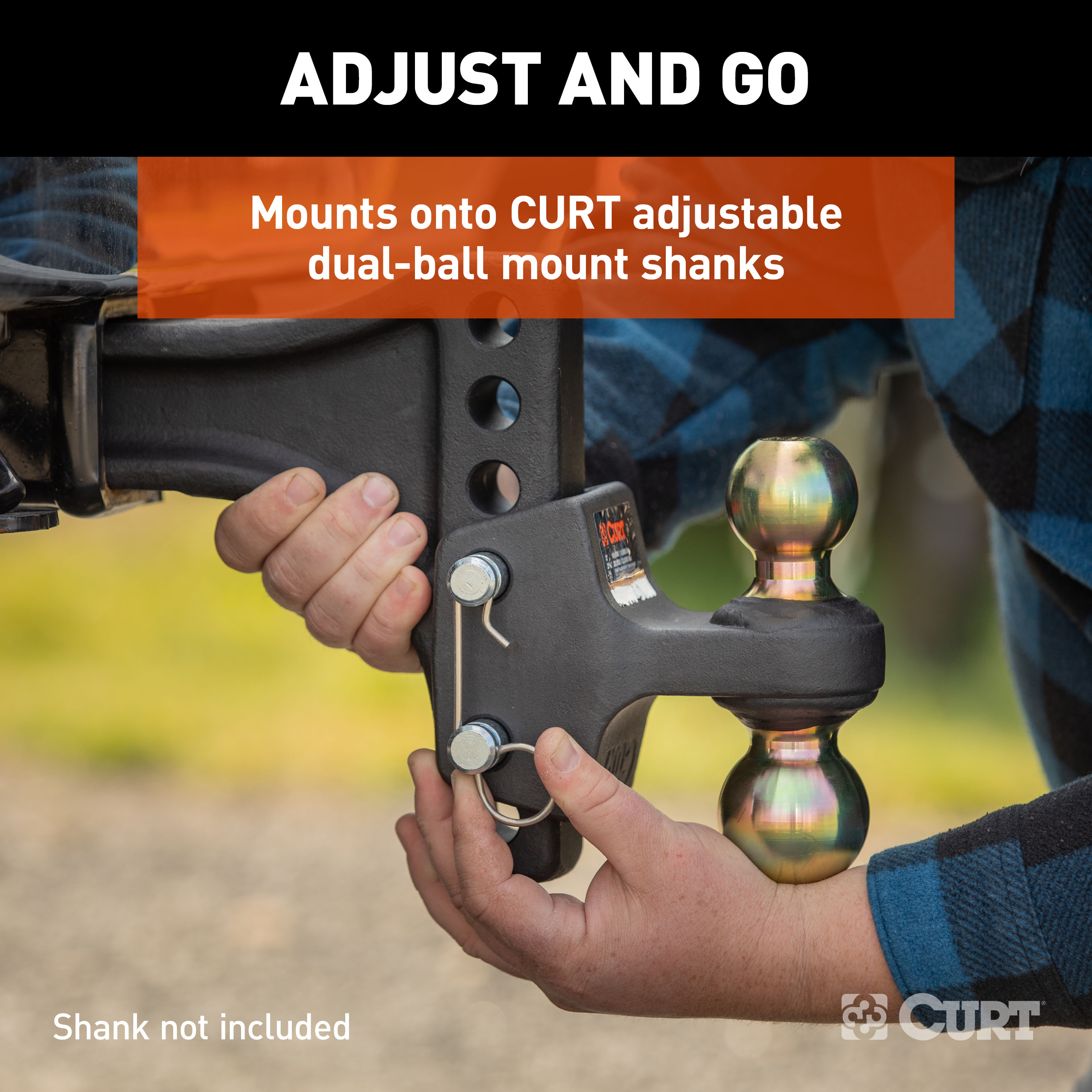 CURT HD Dual Ball Attachment for Weight Distribution Shank Trailer Hitch Ball Mount thumbnail 2