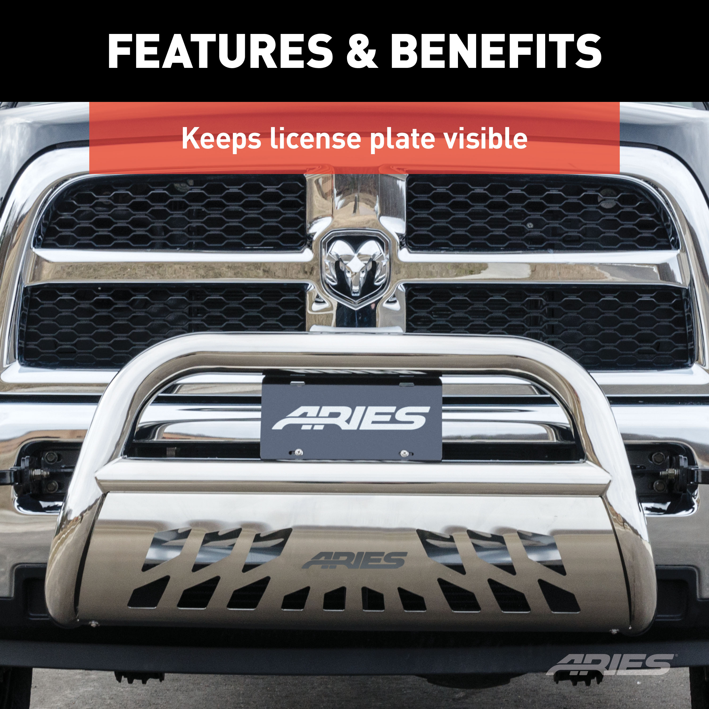 ARIES 3" Bull Bar License Plate Bracket License Plate Bracket thumbnail 3