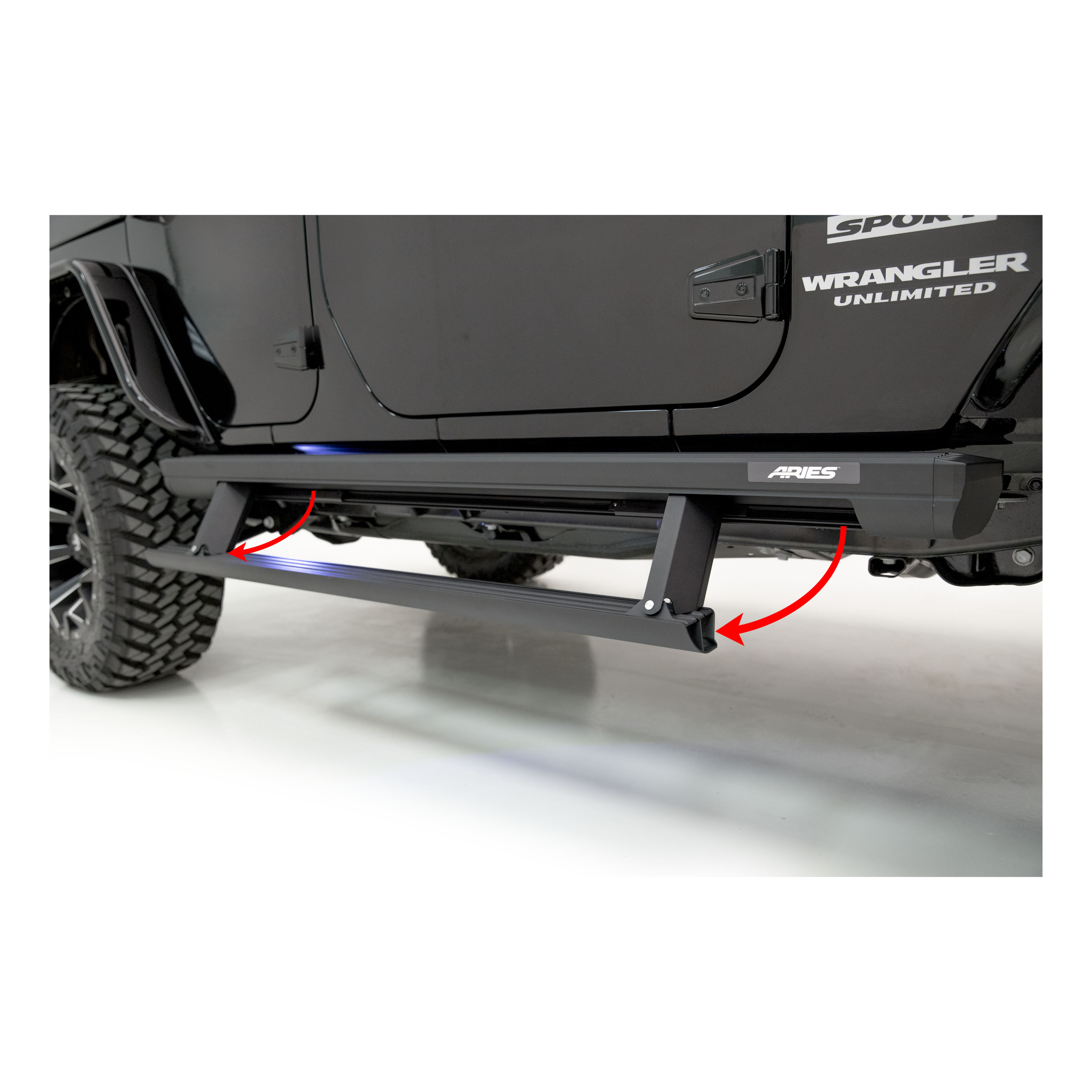 ARIES ActionTrac 69.6" Powered Running Boards, Select Jeep Wrangler JK Step Nerf Bar Kit thumbnail 0