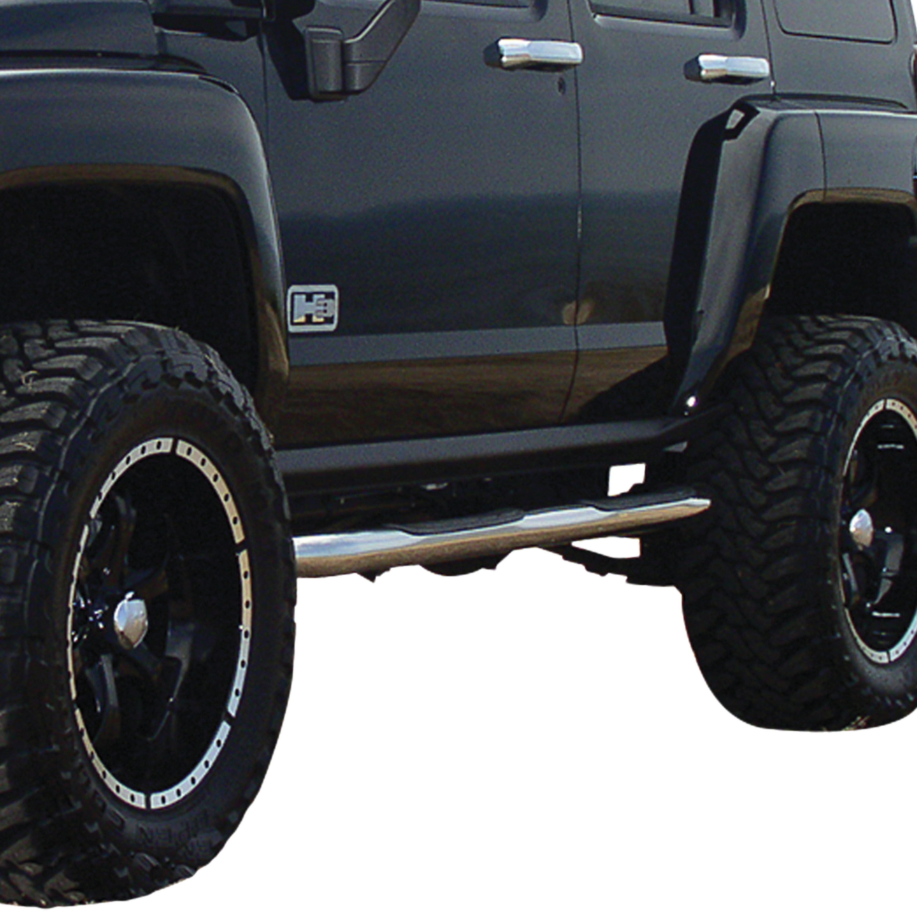 ARIES 3" Round Polished Stainless Side Bars, Select Hummer H3 Step Nerf Bar Kit thumbnail 6